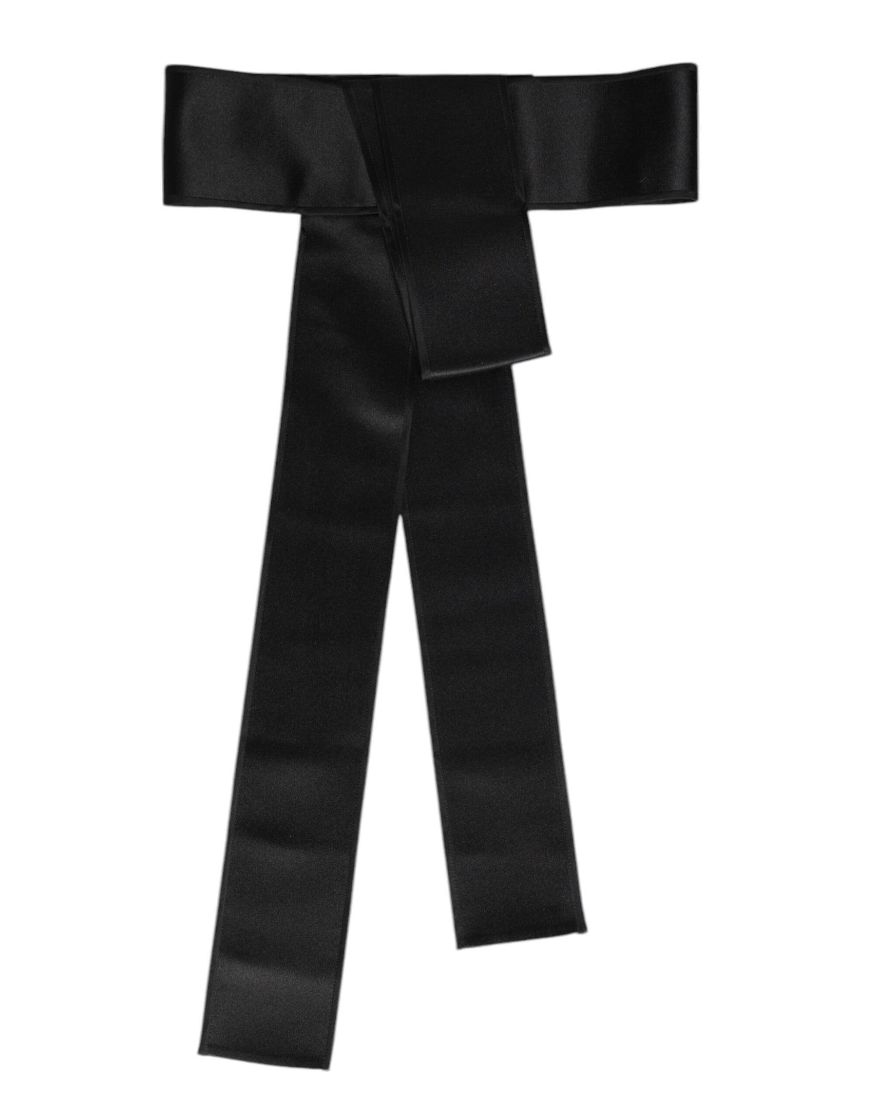 Dolce & Gabbana Black Satin Wide Waist Belt | Regal Royce