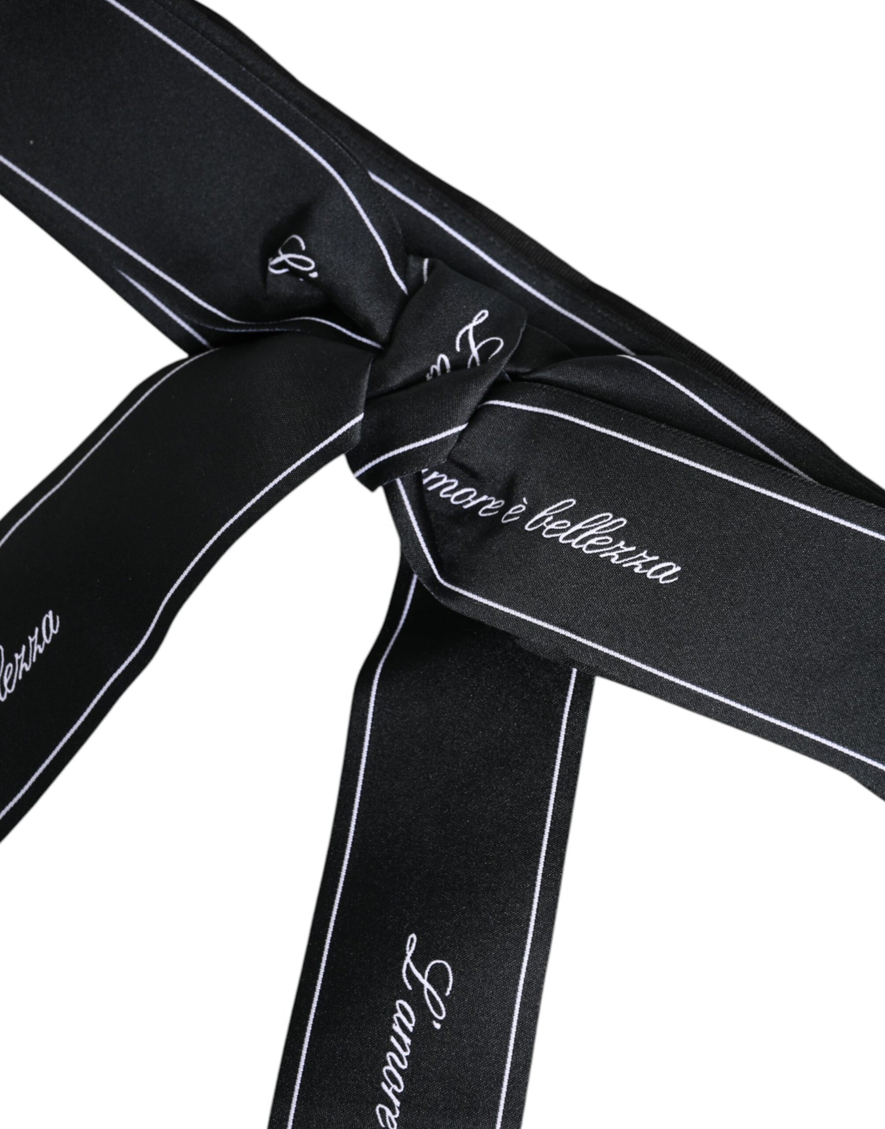 Dolce & Gabbana Black Waist Ribbon Wide Bow Logo Belt | Regal Royce
