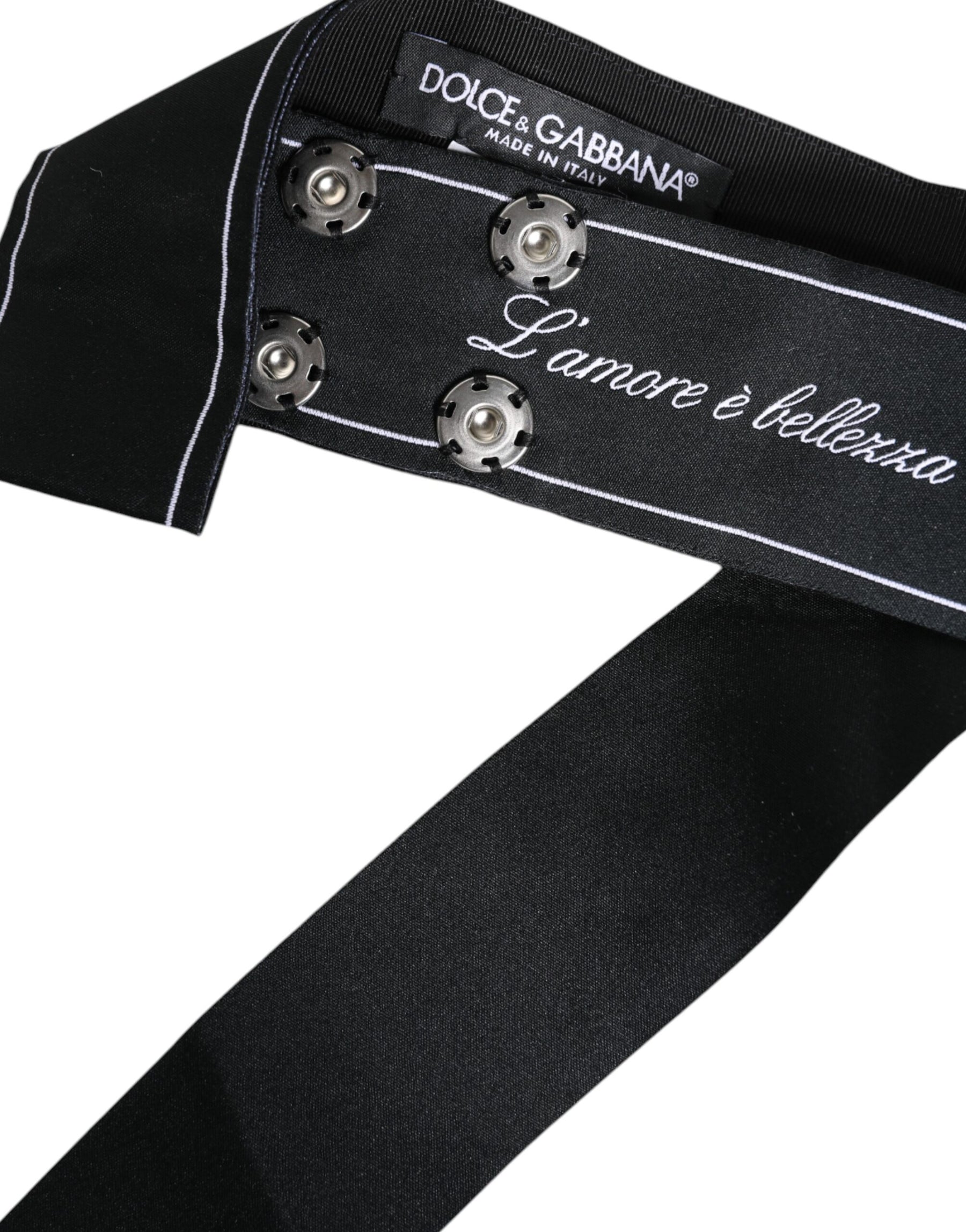 Dolce & Gabbana Black Waist Ribbon Wide Bow Logo Belt | Regal Royce