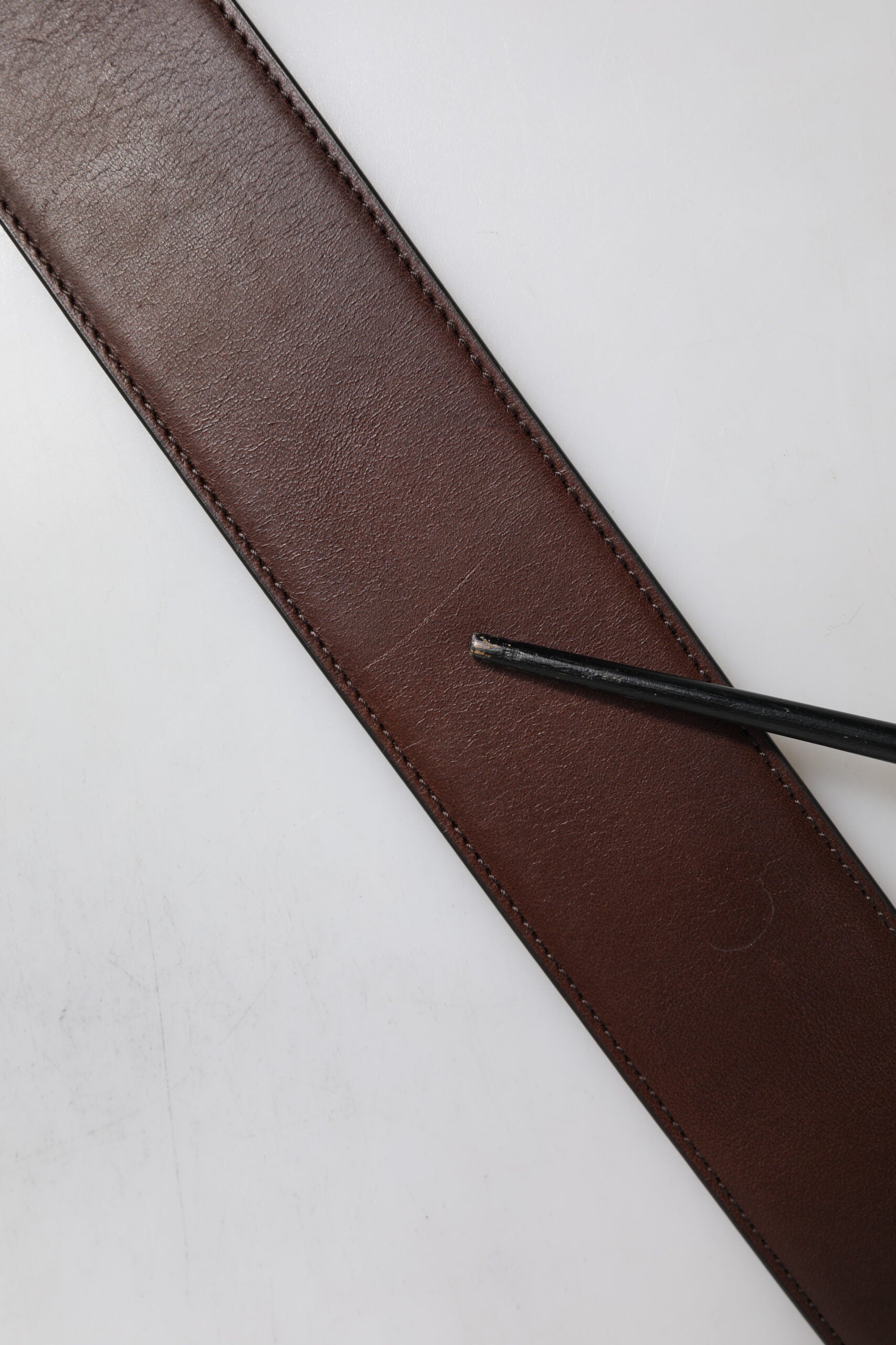 Dolce & Gabbana Brown Logo Engraved Metal Waist Buckle Belt | Regal Royce