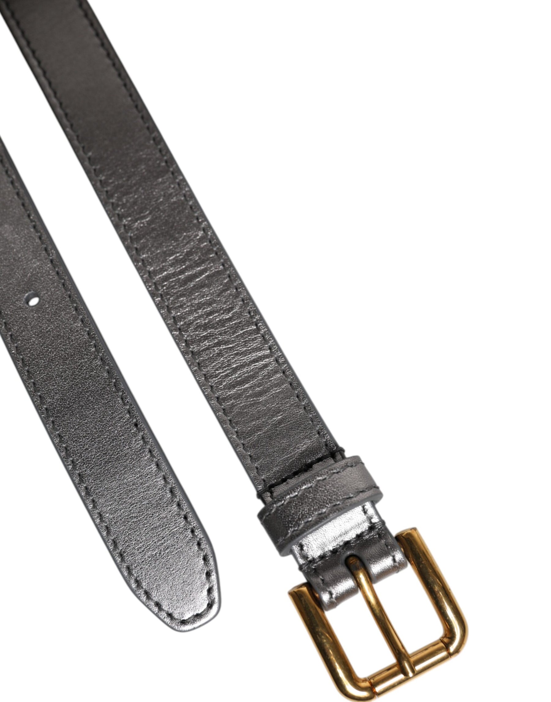 Dolce & Gabbana Silver Logo Engraved Metal Waist Buckle Belt | Regal Royce