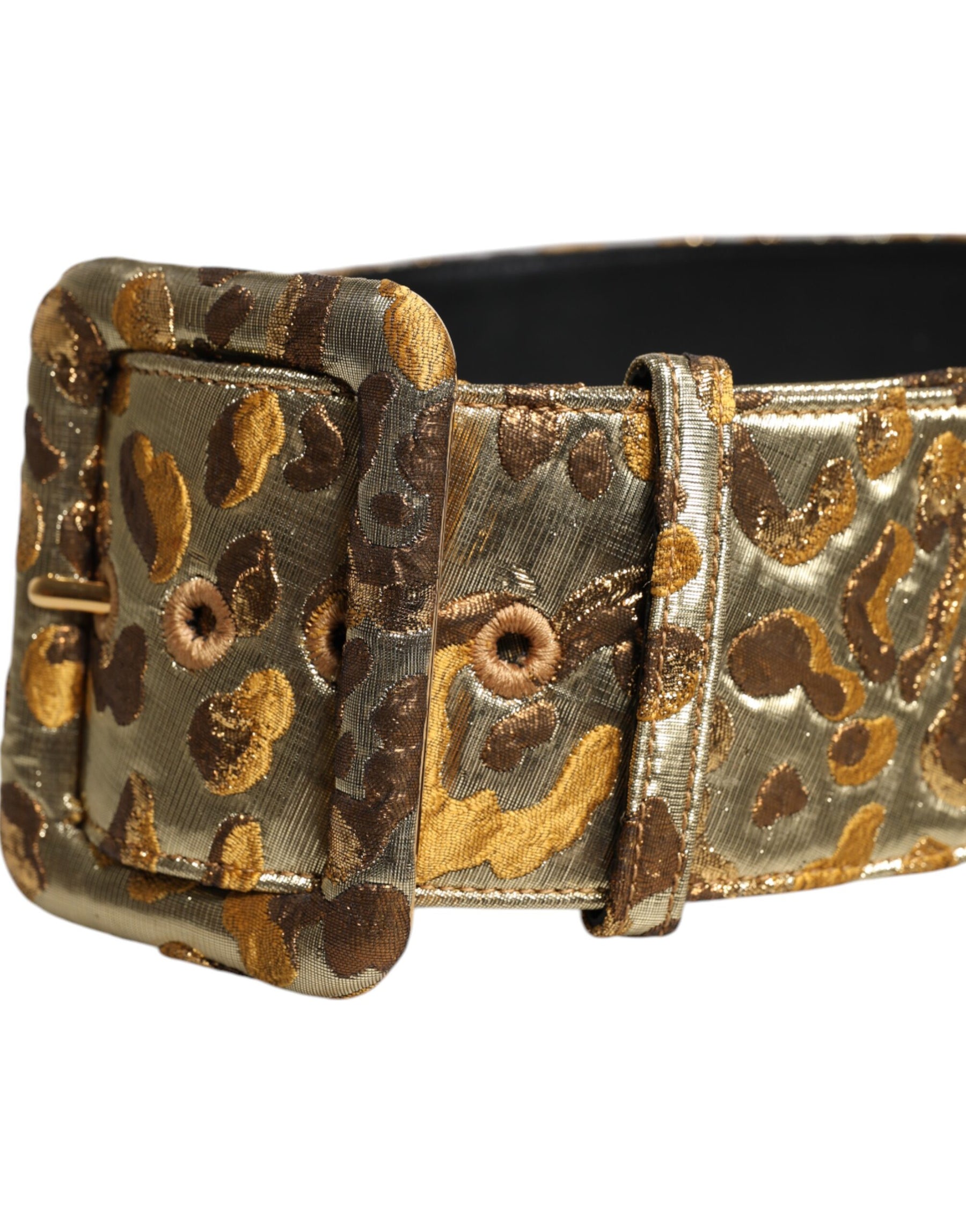 Dolce & Gabbana Gold Spotted Jacquard Fabric Wide Waist Belt | Regal Royce