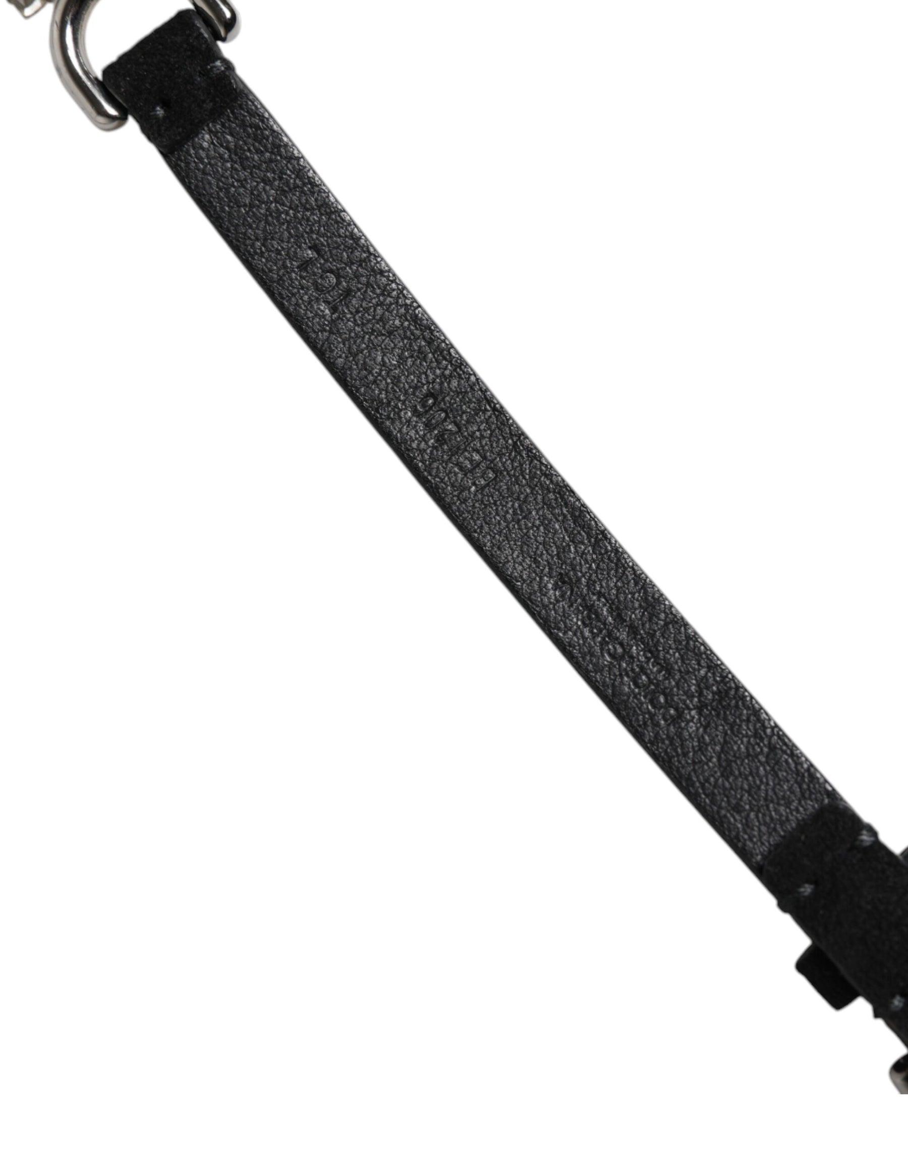 Dolce & Gabbana Black Leather Daisy Crystal Embellish Waist Belt | Regal Royce