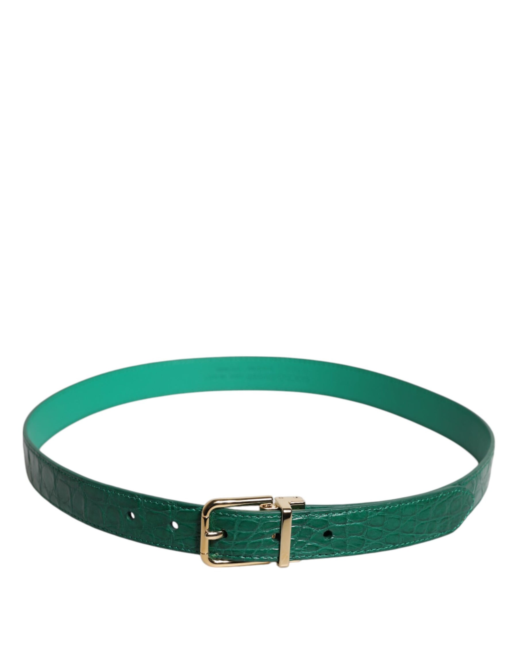 Dolce & Gabbana Green Leather Logo Metal Waist Buckle Belt | Regal Royce