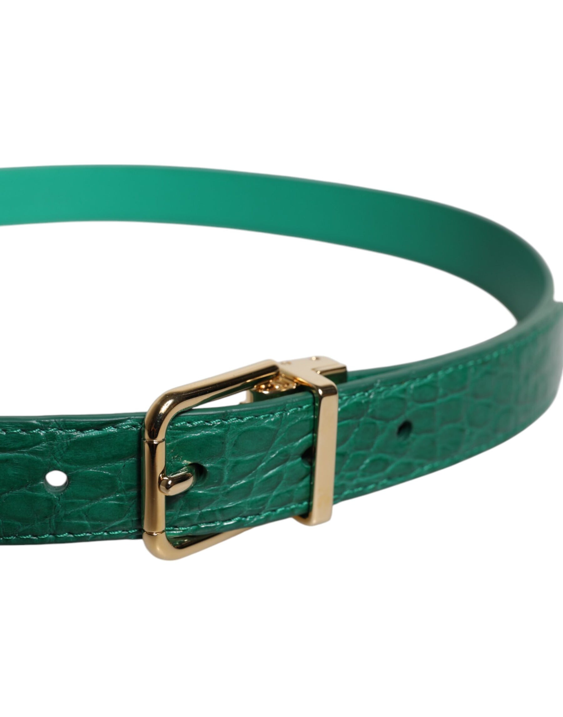 Dolce & Gabbana Green Leather Logo Metal Waist Buckle Belt | Regal Royce