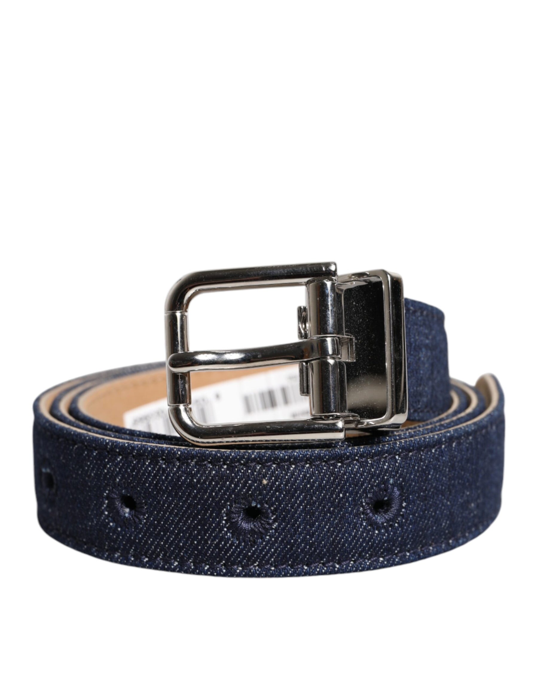 Dolce & Gabbana Blue Denim Silver Logo Metal Waist Buckle Belt | Regal Royce