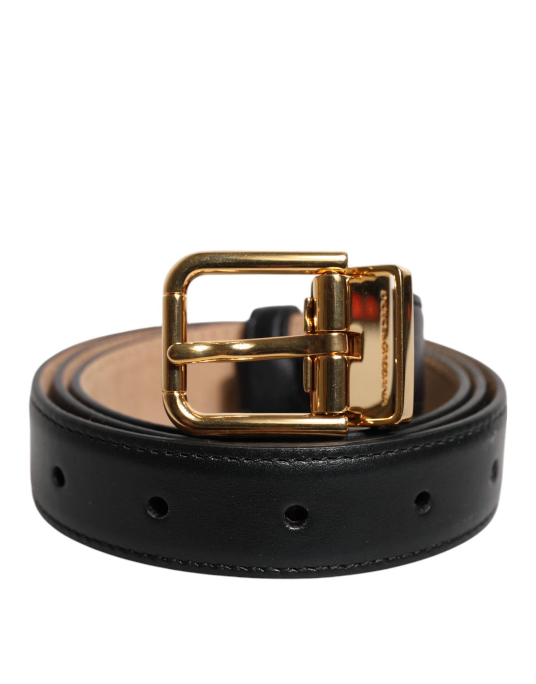 Dolce & Gabbana Black Leather Logo Metal Waist Buckle Belt | Regal Royce
