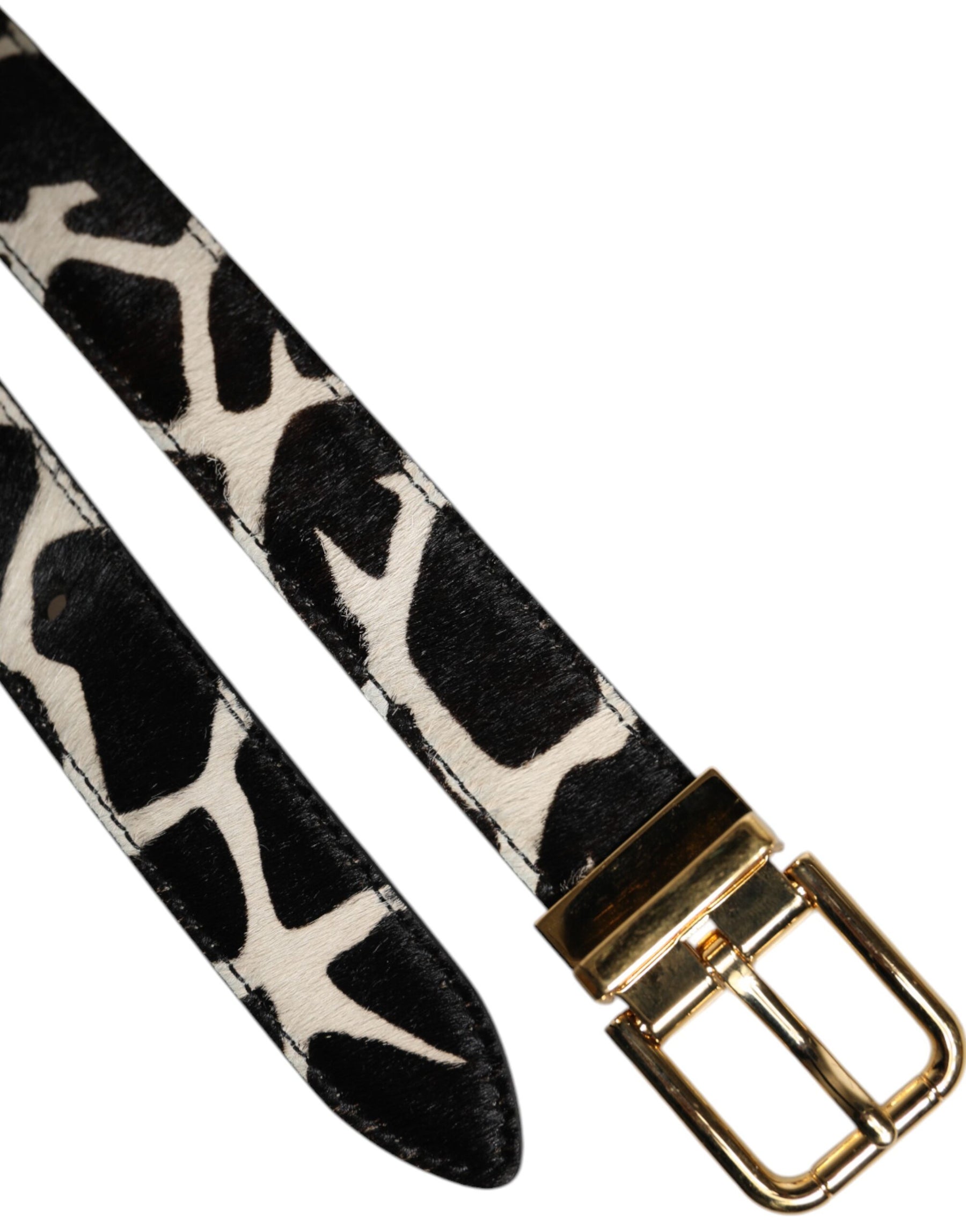 Dolce & Gabbana Brown White Pony Leather Metal Buckle Belt | Regal Royce