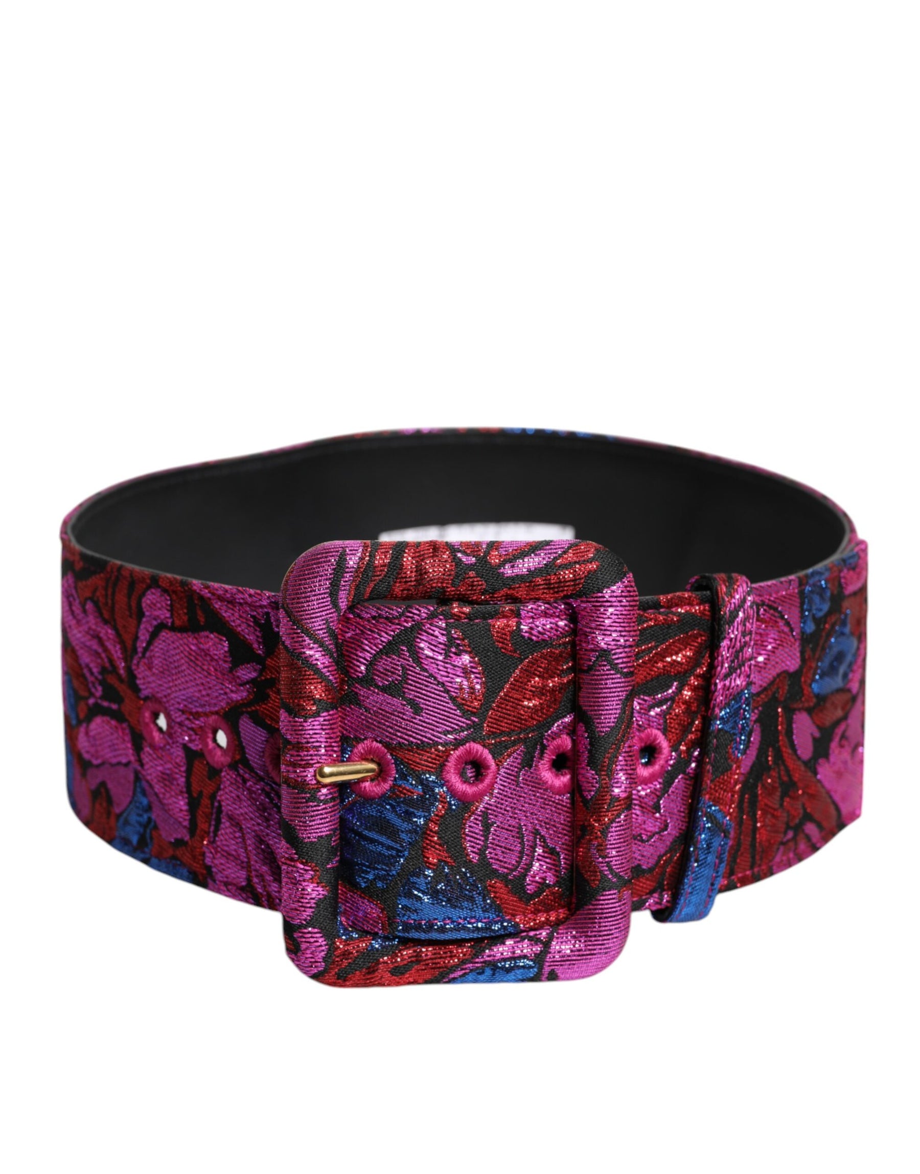 Dolce & Gabbana Multicolor Floral Jacquard Lurex Wide Waist Buckle Belt | Regal Royce
