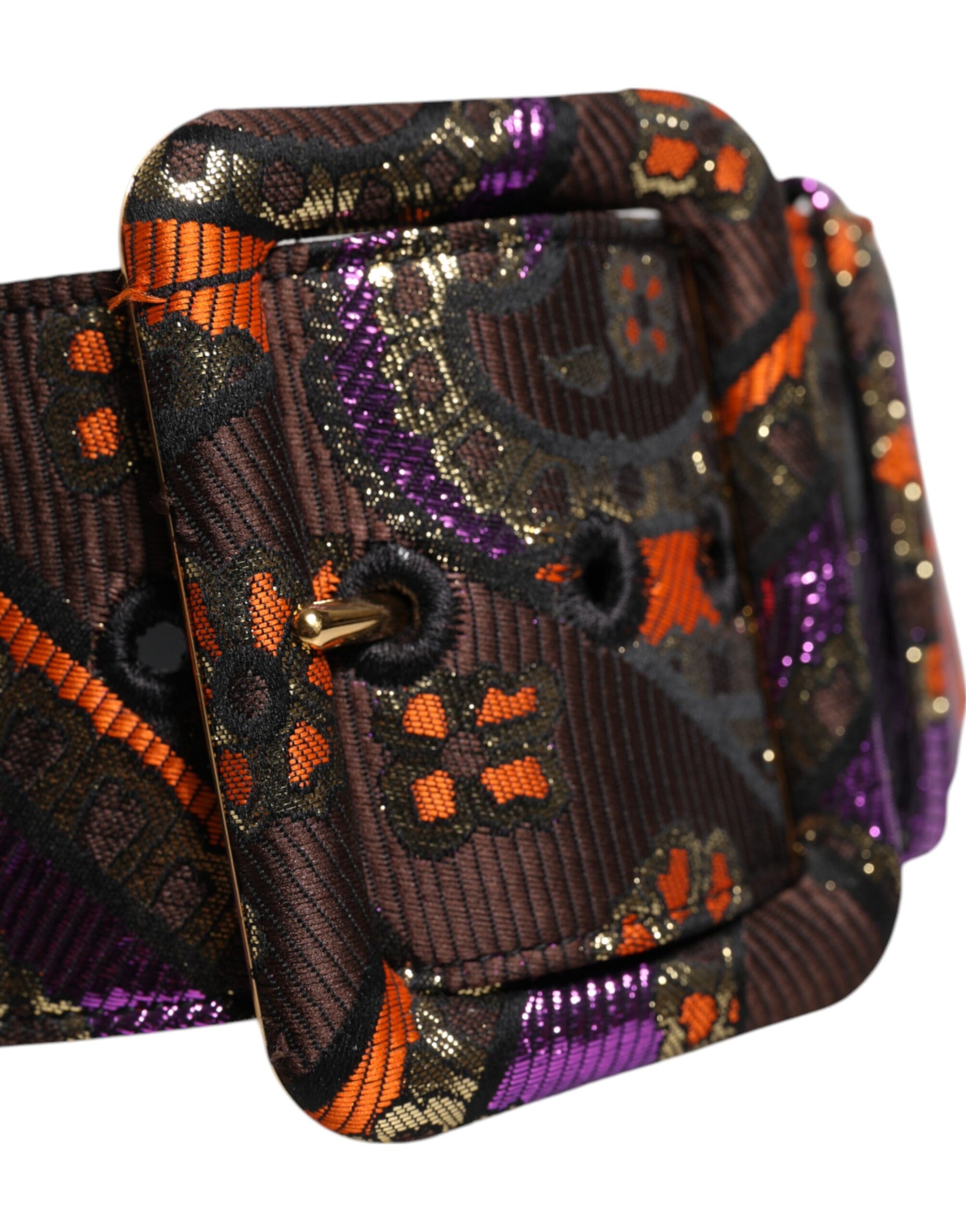 Dolce & Gabbana Multicolor Floral Jacquard Lurex Wide Waist Buckle Belt | Regal Royce