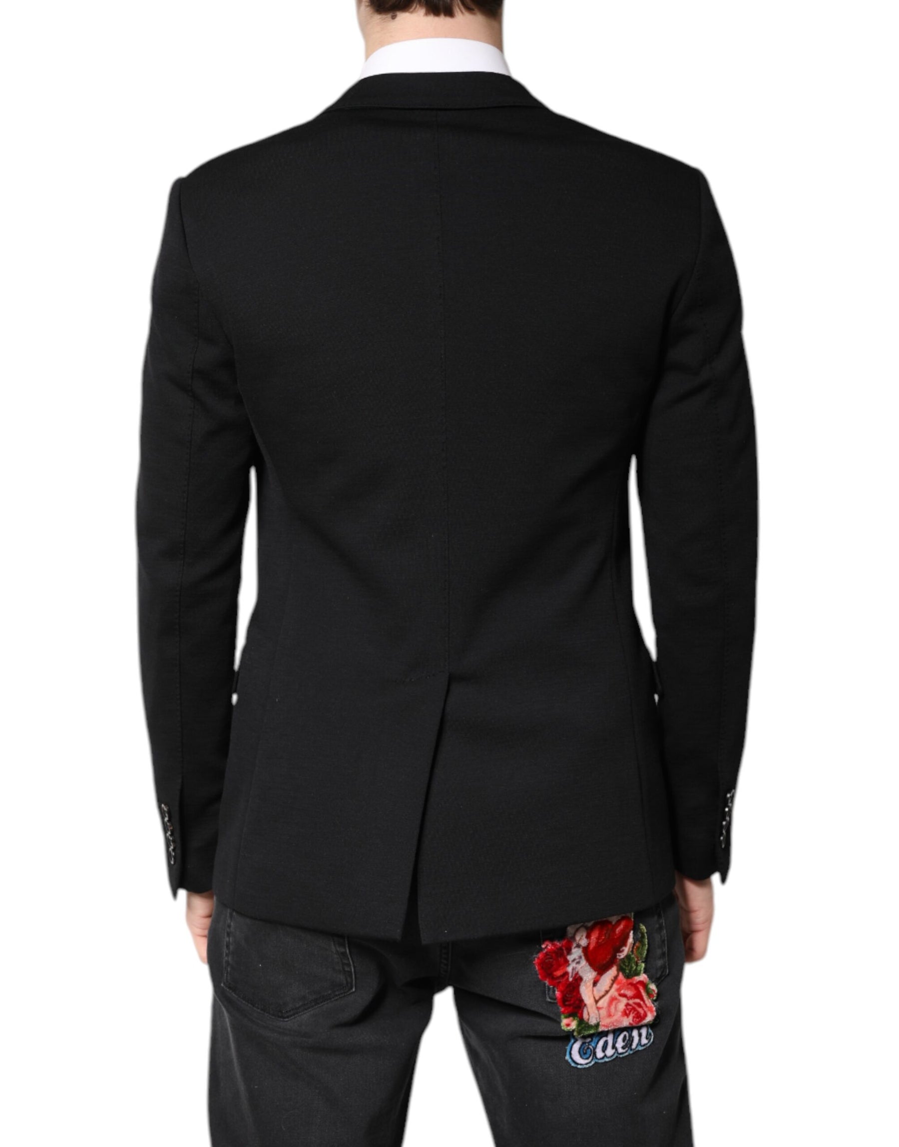 Dolce & Gabbana Black Wool Slim Fit Coat Blazer Jacket Suit | Regal Royce