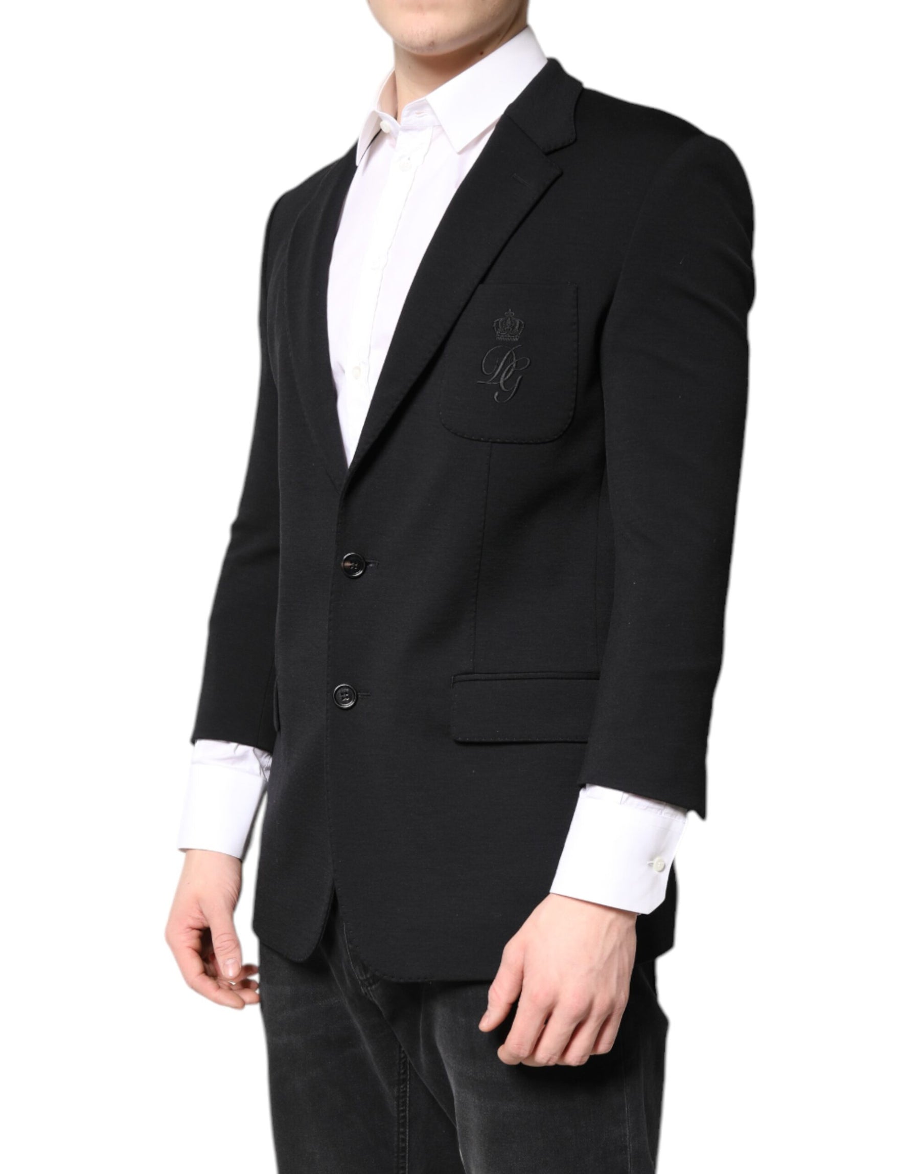 Dolce & Gabbana Black Single Breasted Men Coat Blazer Suit | Regal Royce