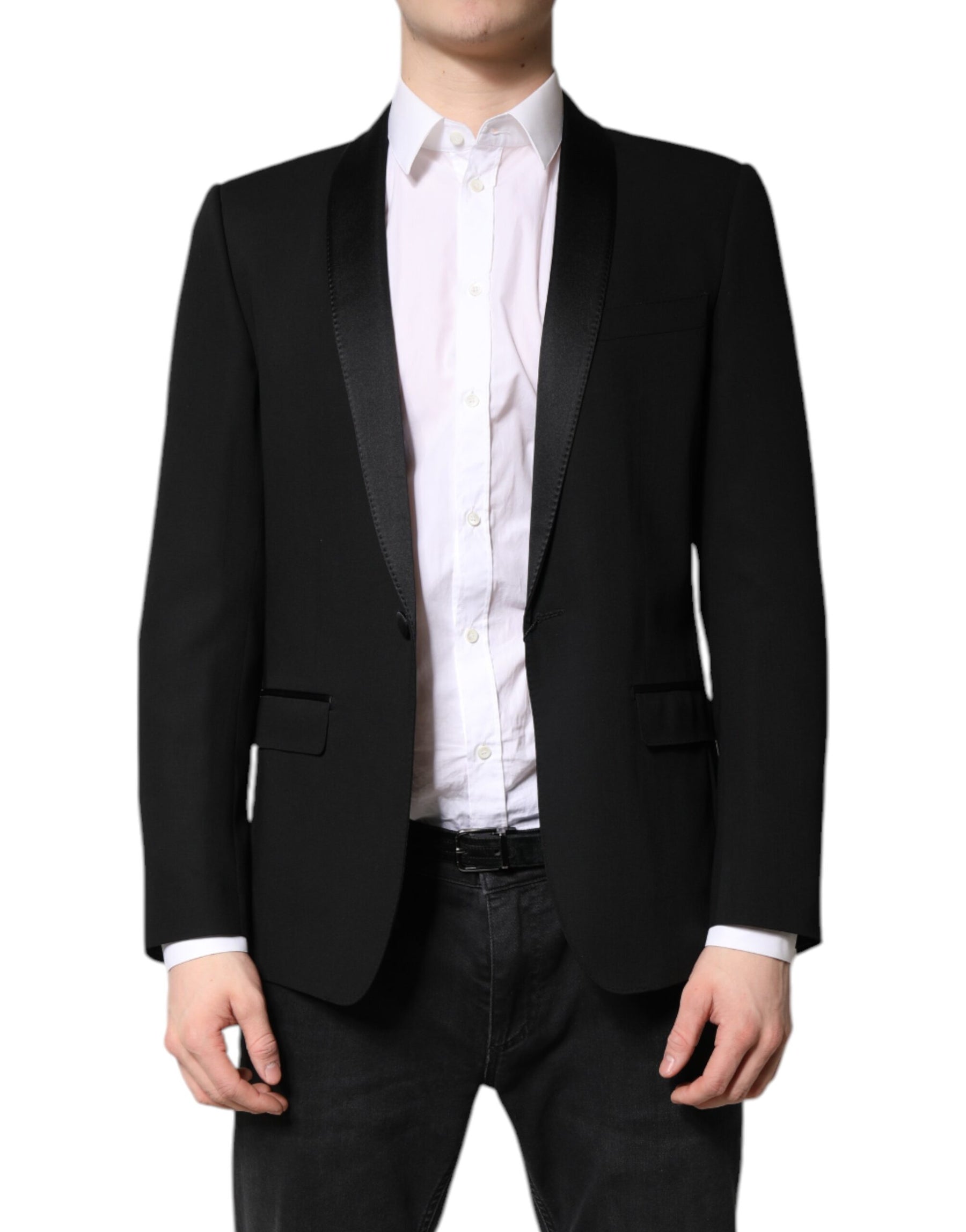 Dolce & Gabbana Black Single Breasted Men Coat MARTINI Blazer | Regal Royce