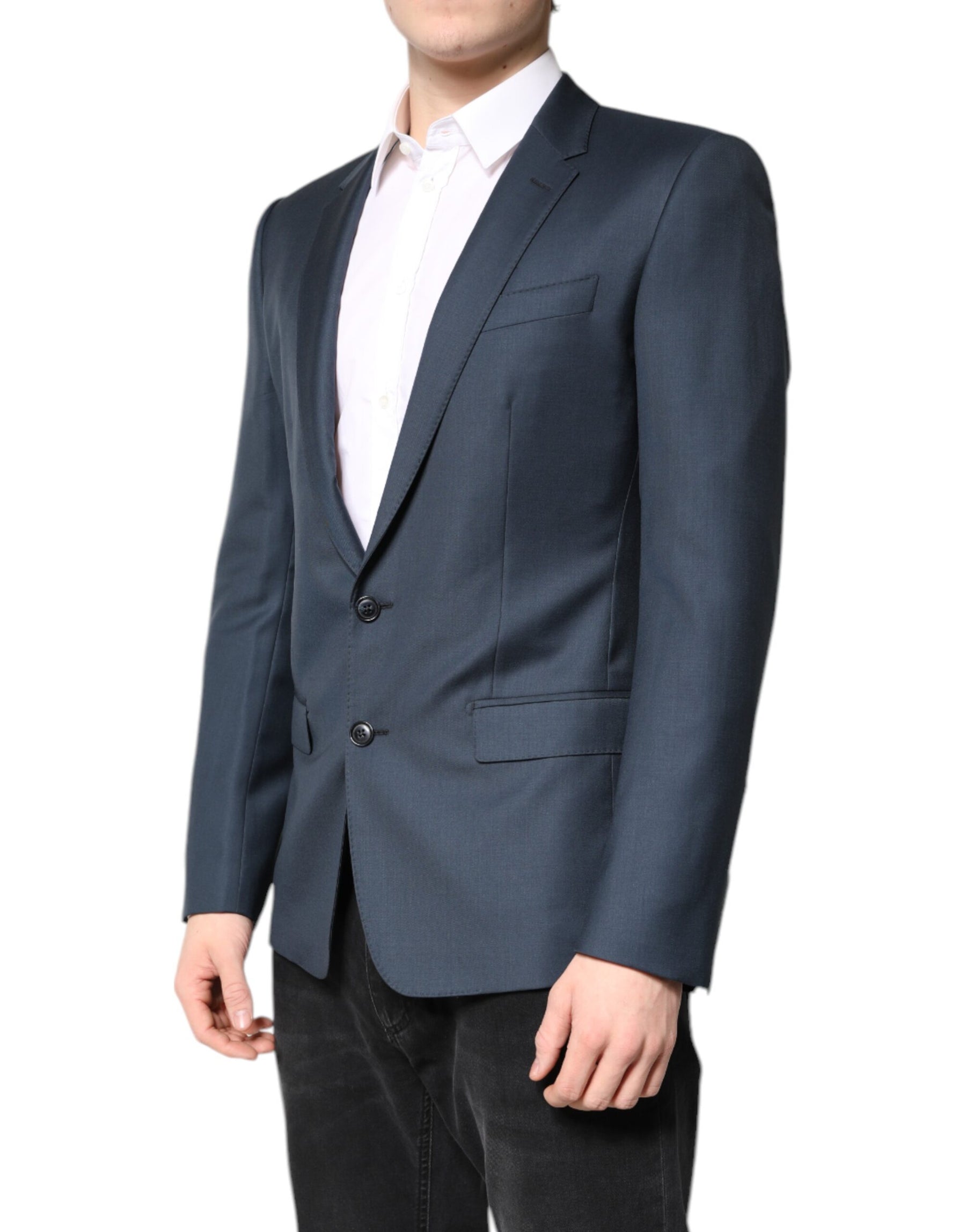 Dolce & Gabbana Blue Single Breasted Men Coat MARTINI Blazer | Regal Royce