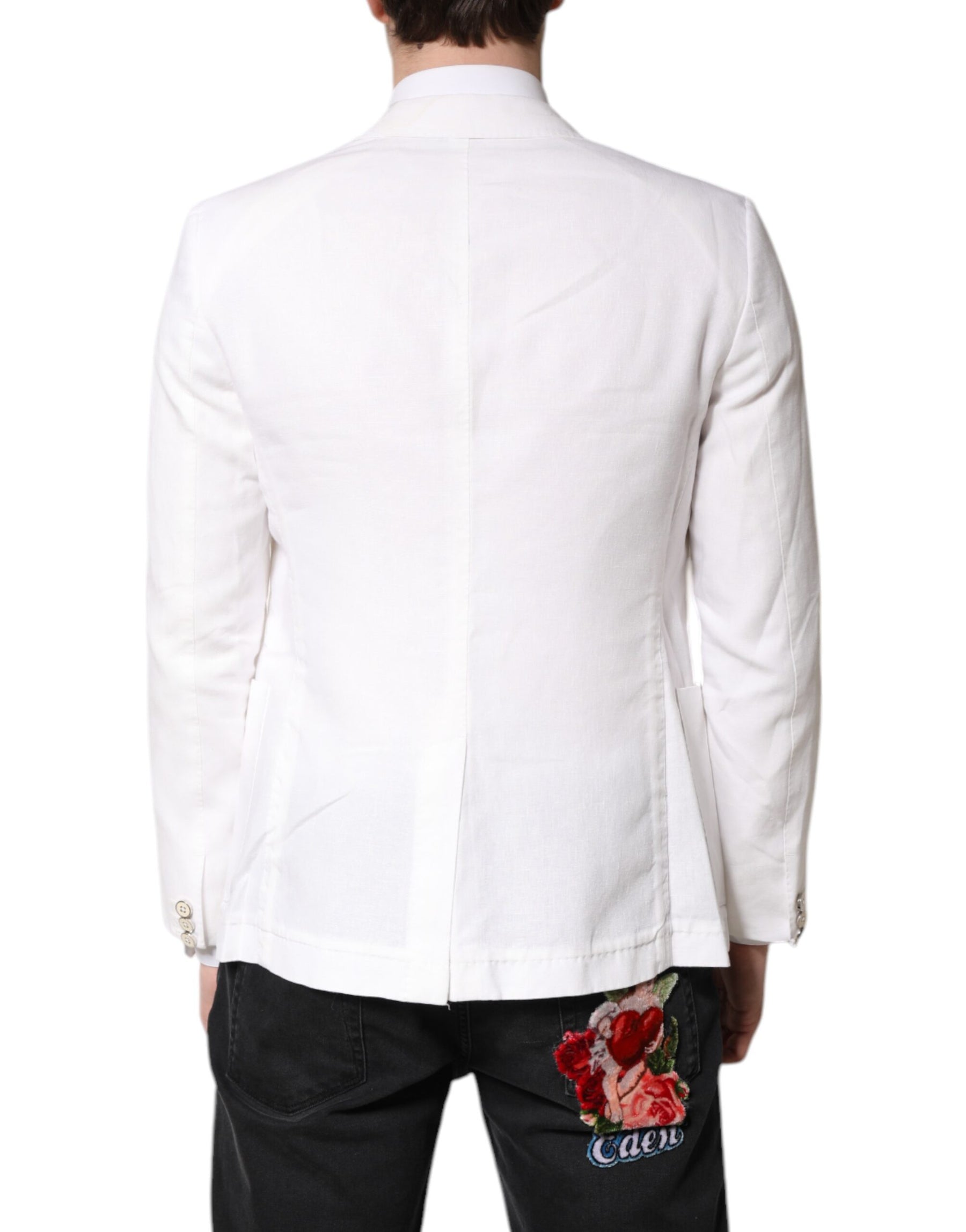 Dolce & Gabbana White Single Breasted Men Coat Blazer Suit | Regal Royce