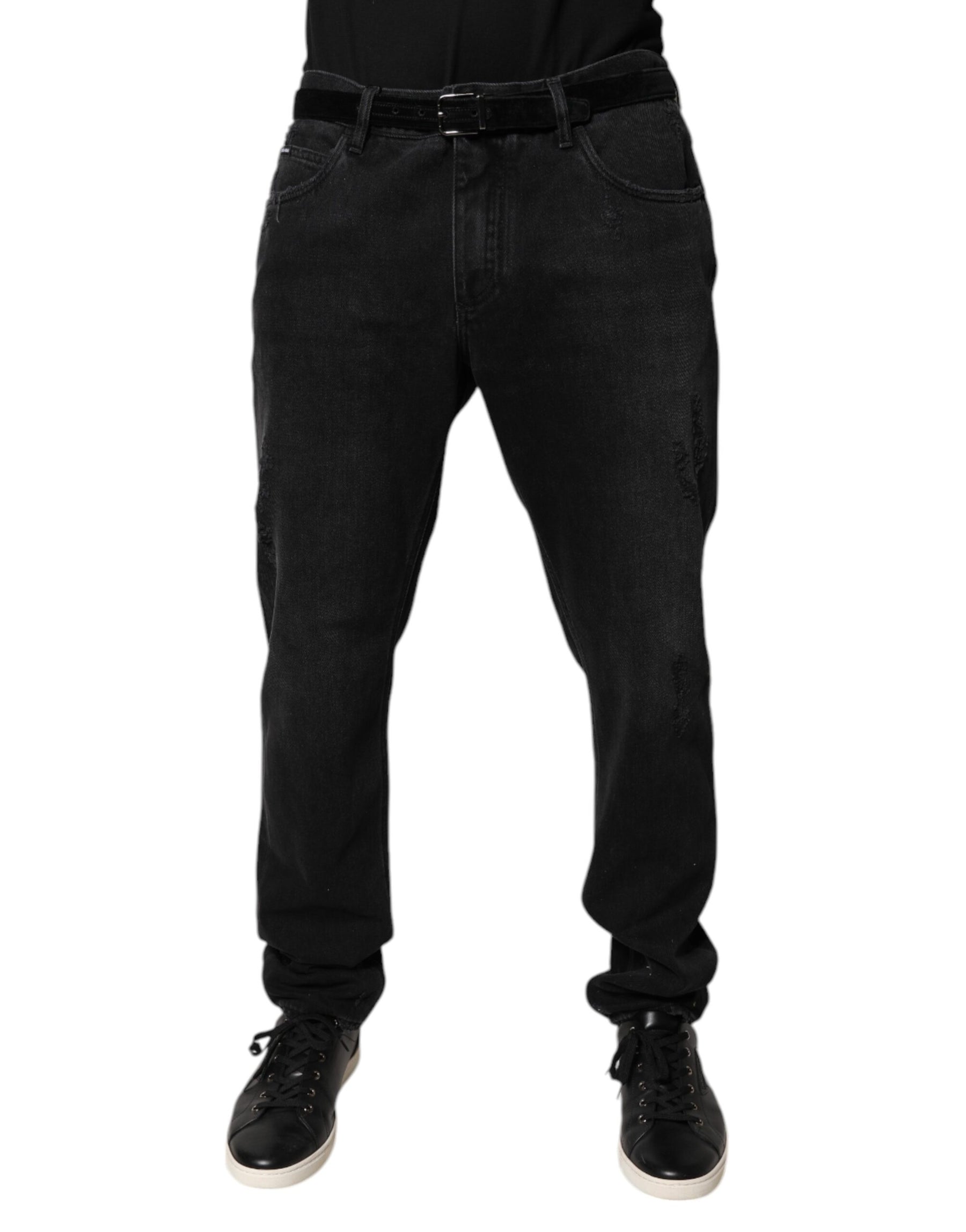 Dolce & Gabbana Black Cotton Skinny Men Denim Jeans | Regal Royce