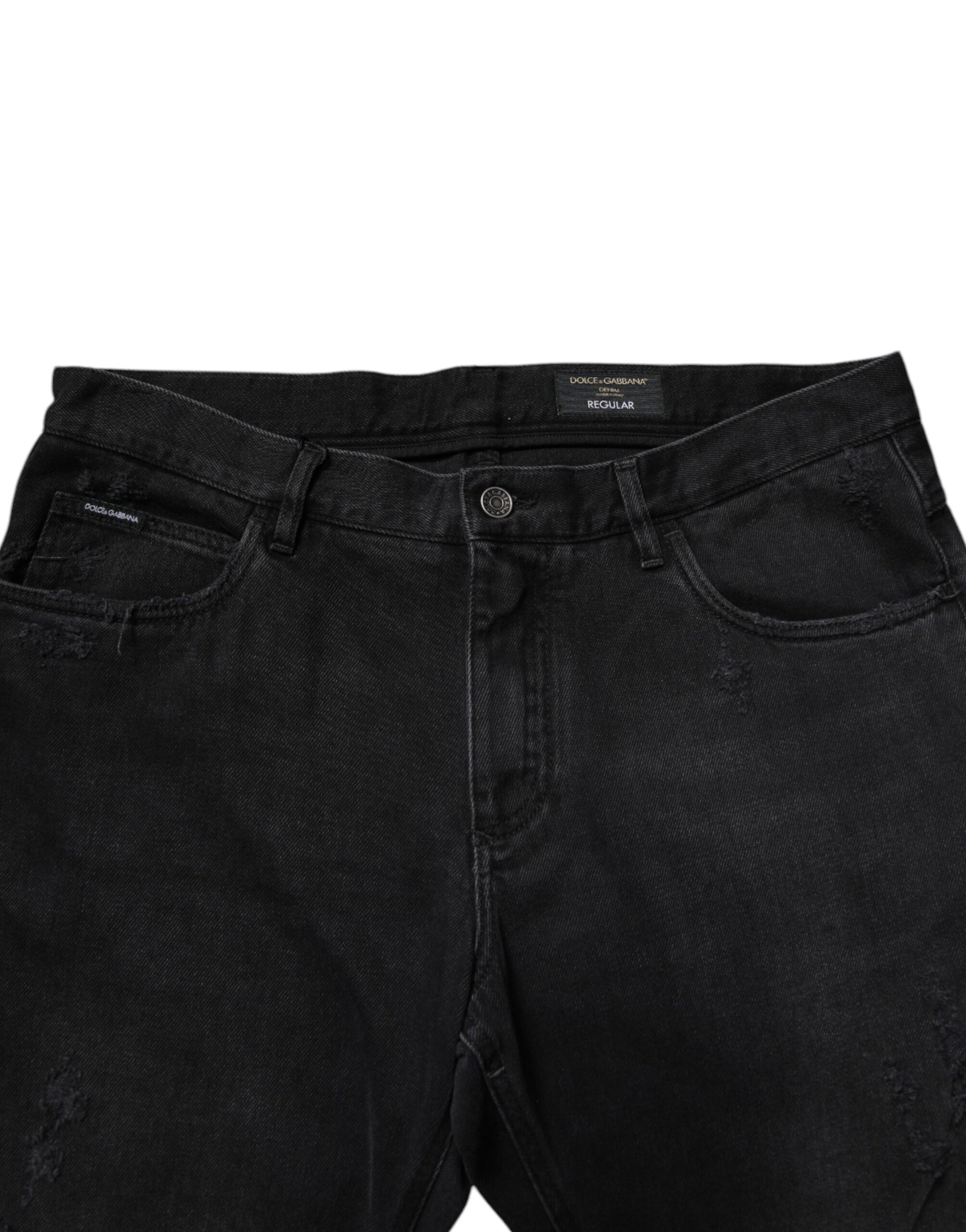Dolce & Gabbana Black Cotton Skinny Men Denim Jeans | Regal Royce
