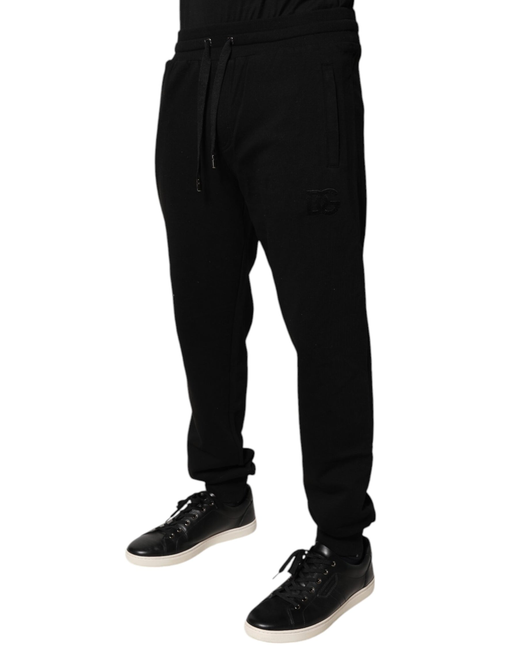 Dolce & Gabbana Black Cotton Mid Waist Jogger Sweatpants Pants | Regal Royce