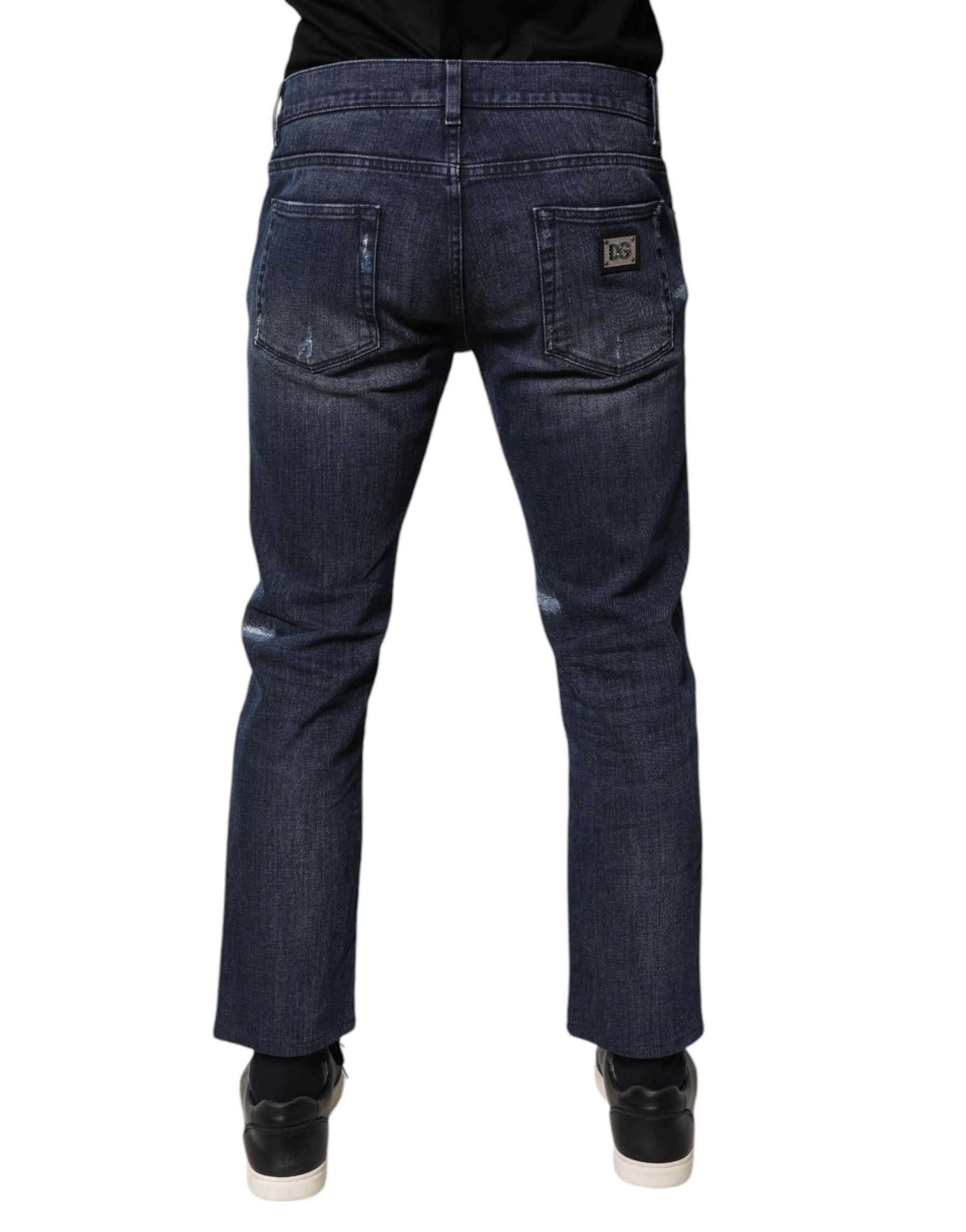 Dolce & Gabbana Blue Cotton Stretch Skinny Men Denim Jeans | Regal Royce