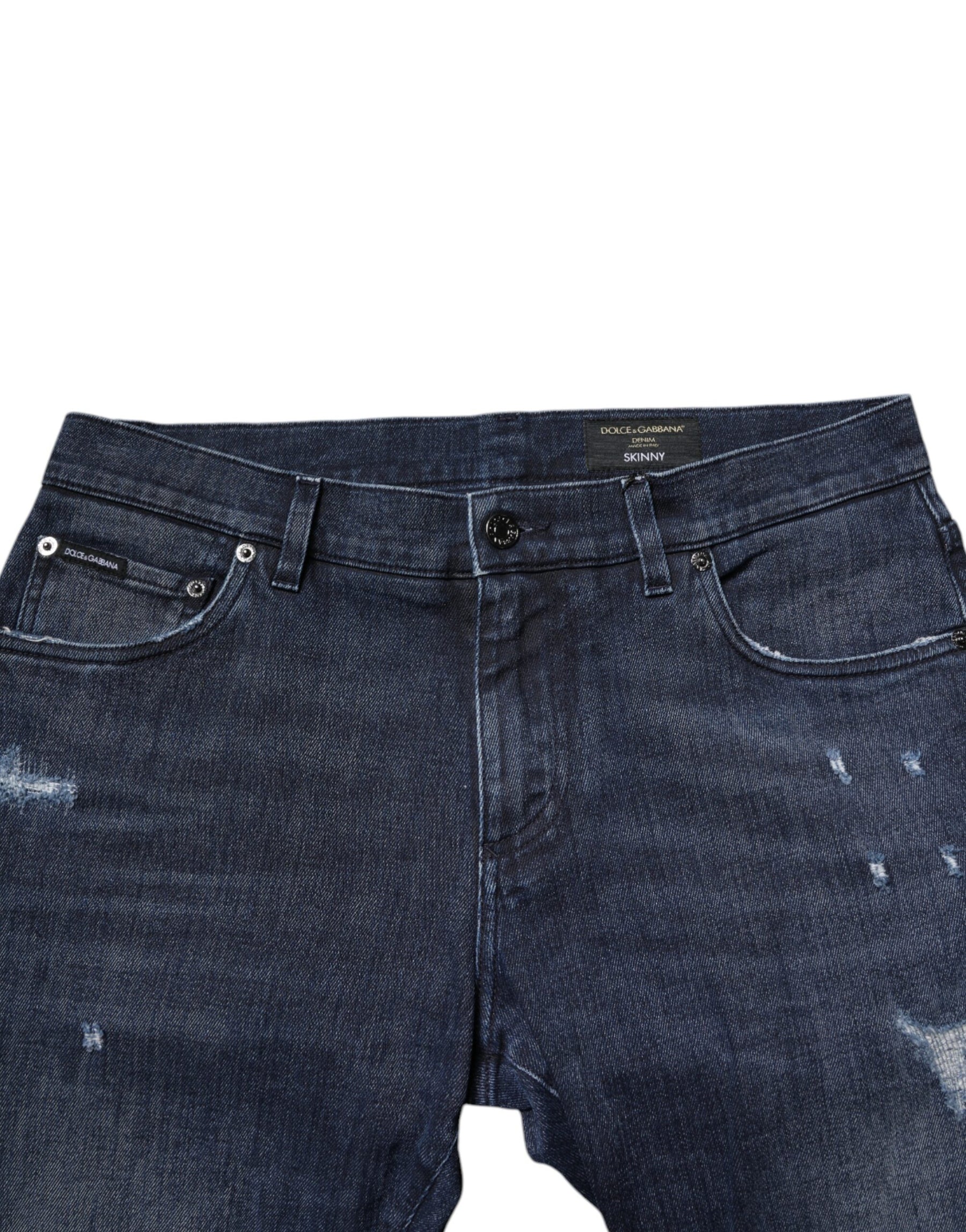 Dolce & Gabbana Blue Cotton Stretch Skinny Men Denim Jeans | Regal Royce