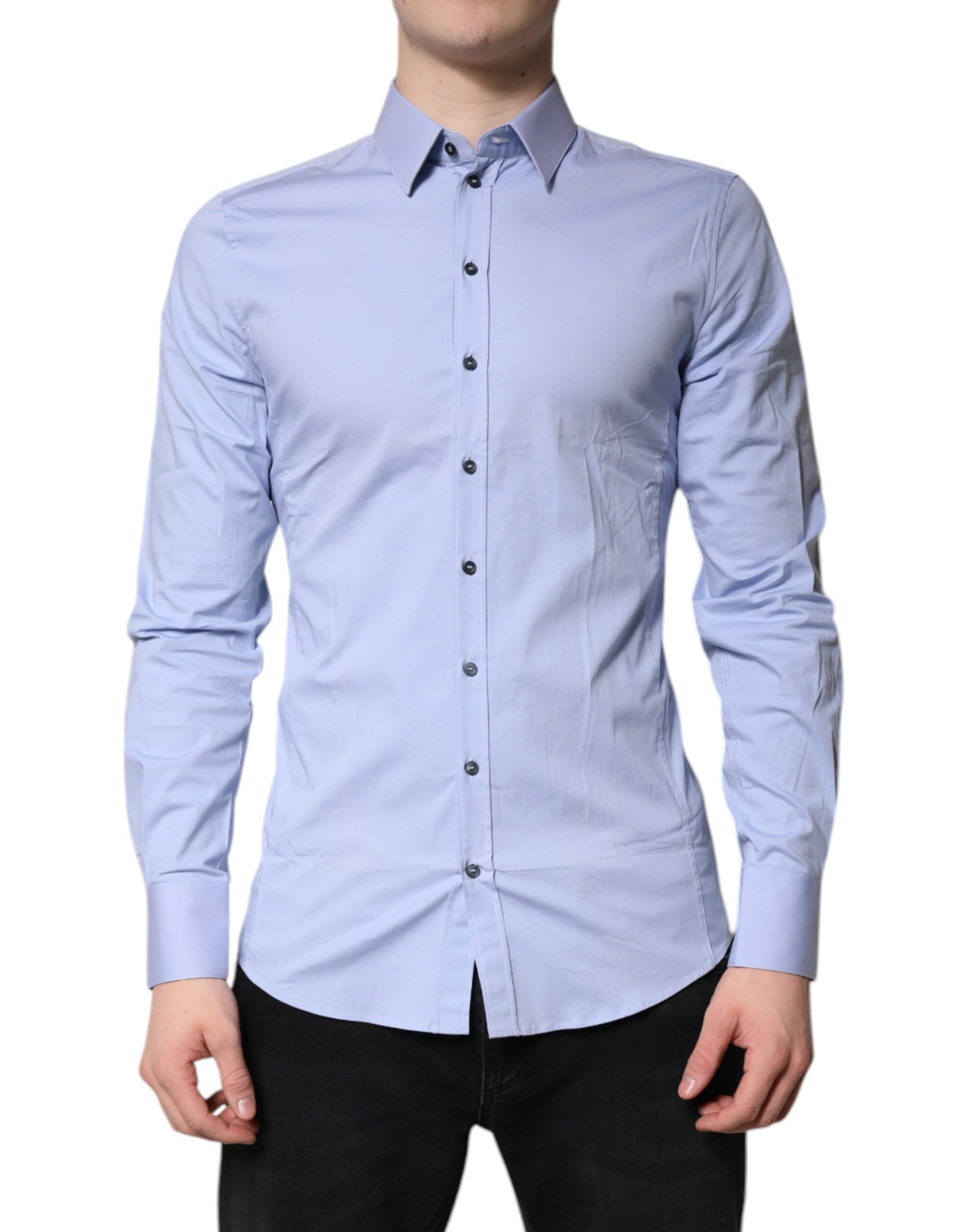 Dolce & Gabbana Light Blue Cotton SICILIA Dress Formal Shirt | Regal Royce