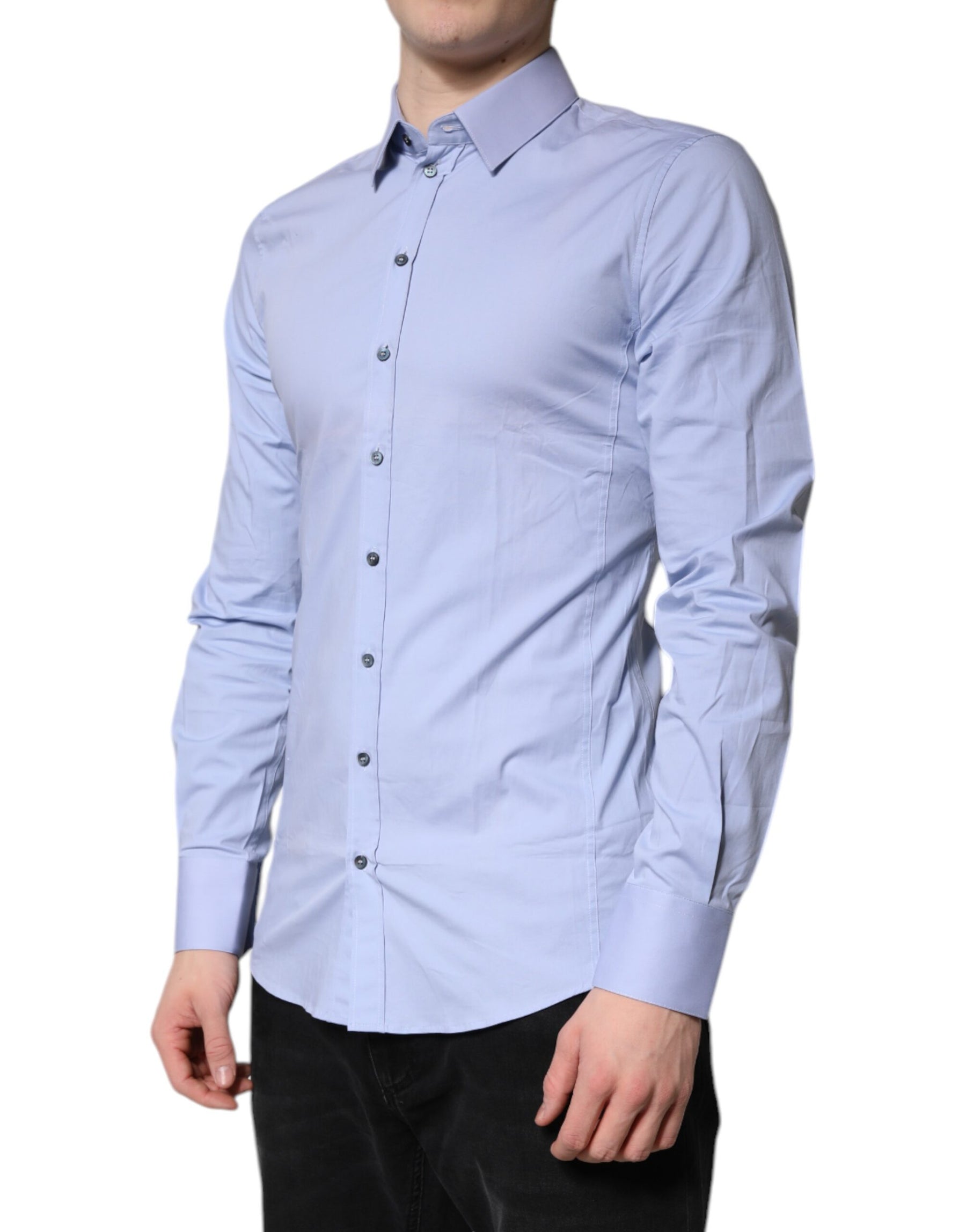 Dolce & Gabbana Light Blue Cotton SICILIA Dress Formal Shirt | Regal Royce