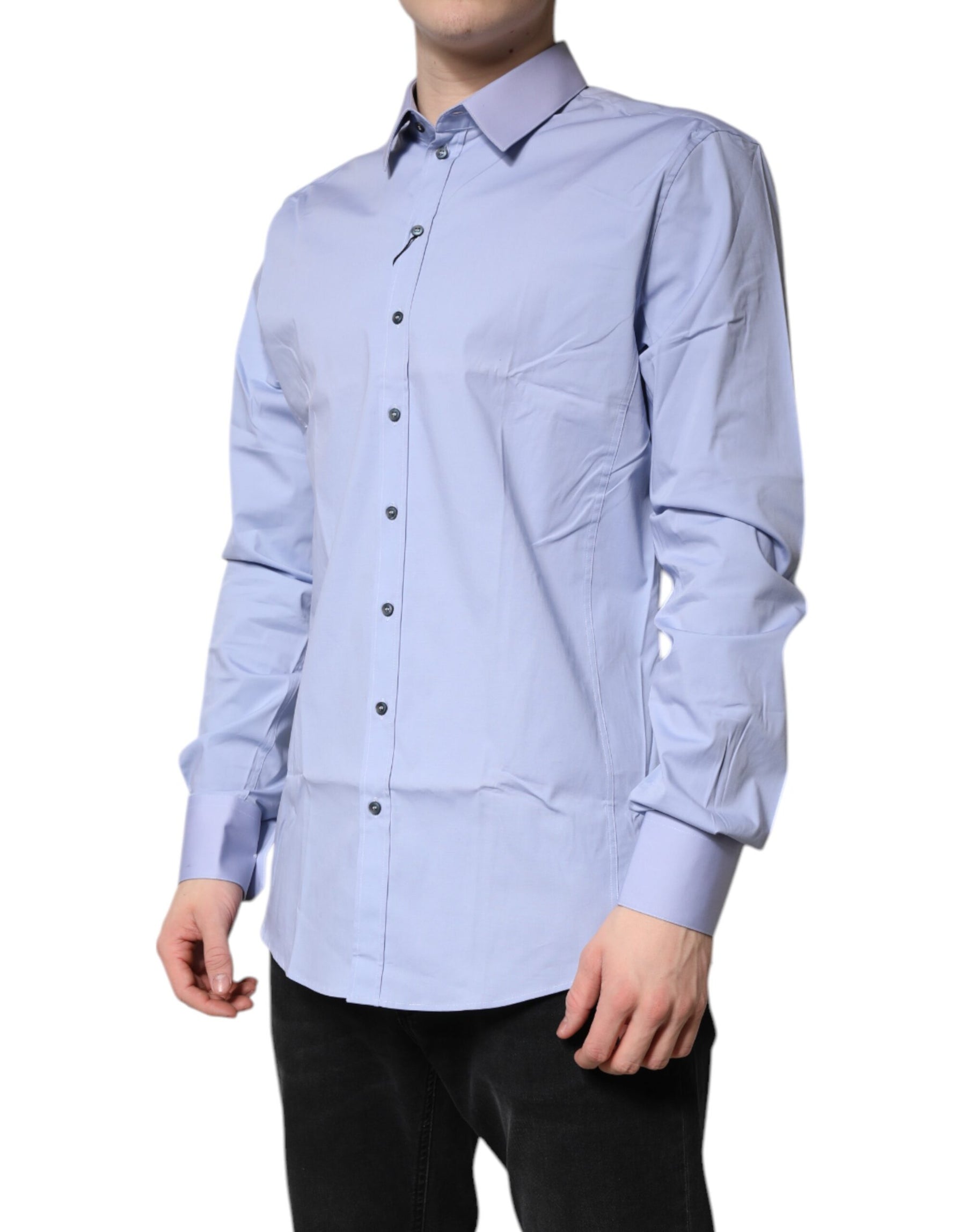 Dolce & Gabbana Light Blue Cotton SICILIA Dress Formal Shirt | Regal Royce
