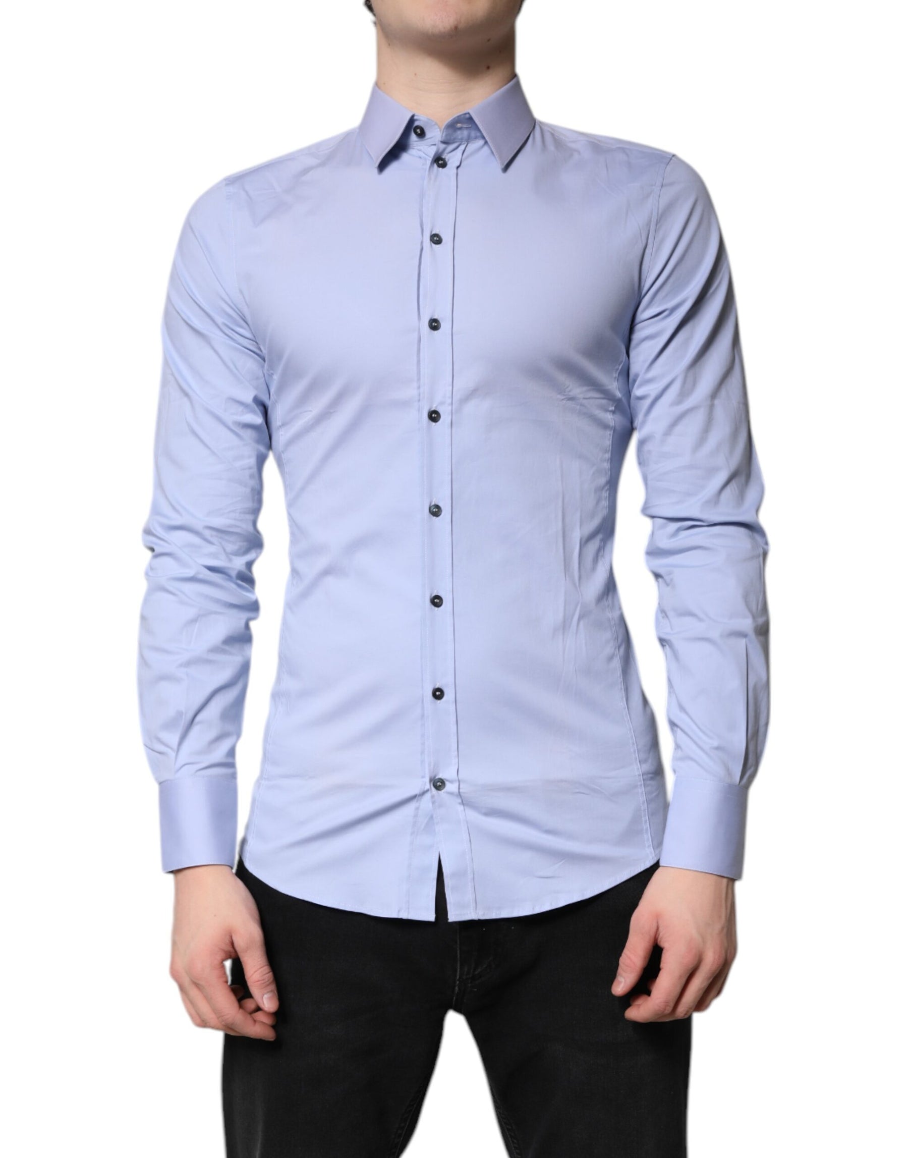 Dolce & Gabbana Light Blue Cotton SICILIA Dress Formal Shirt | Regal Royce