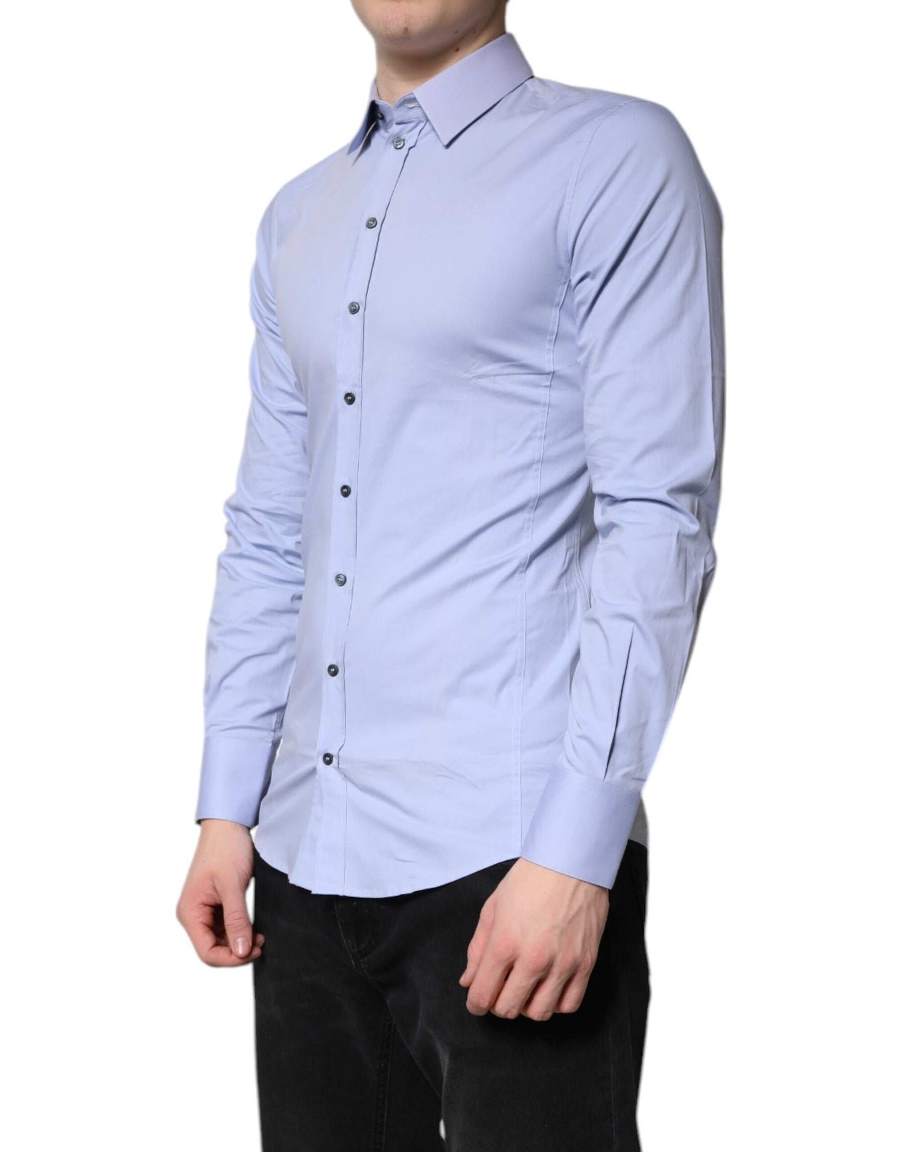 Dolce & Gabbana Light Blue Cotton SICILIA Dress Formal Shirt | Regal Royce