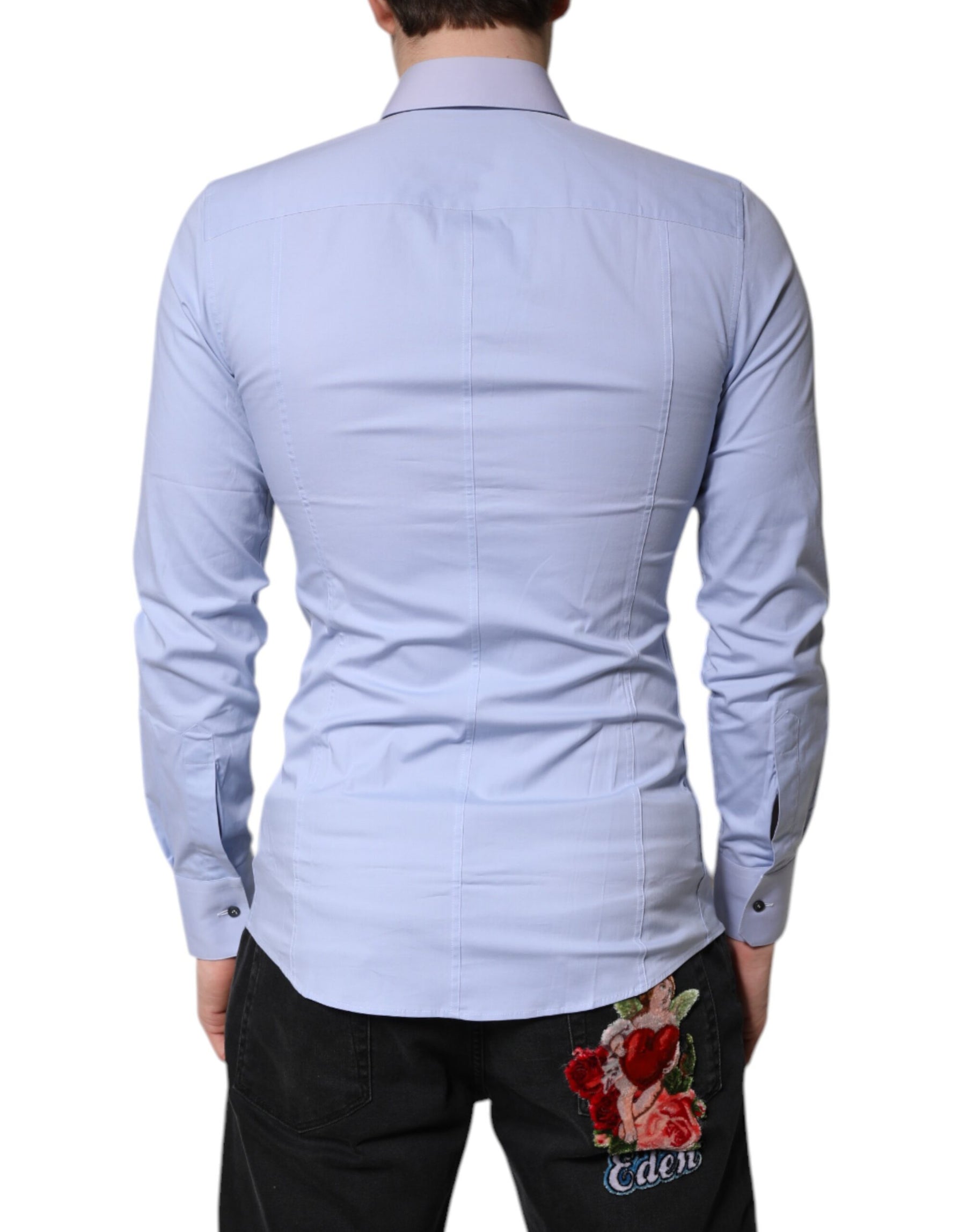 Dolce & Gabbana Light Blue Cotton SICILIA Dress Formal Shirt | Regal Royce