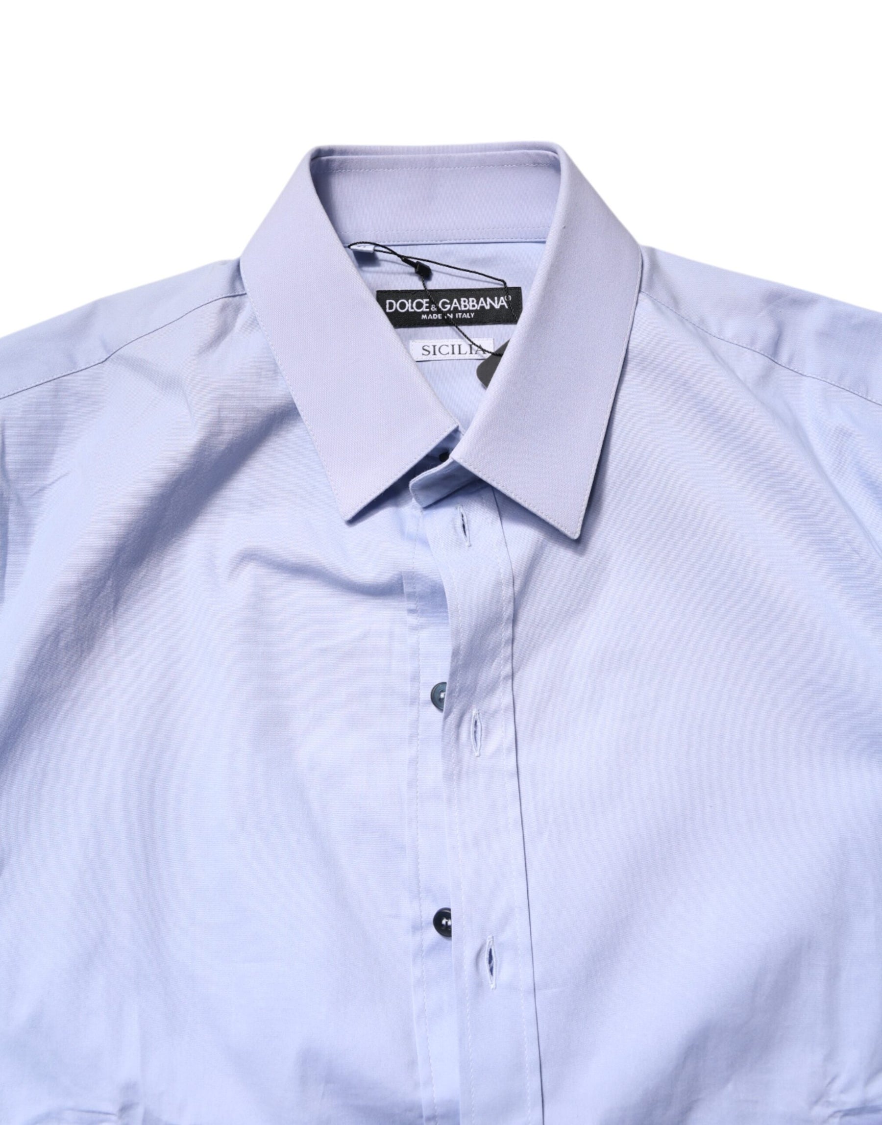 Dolce & Gabbana Light Blue Cotton SICILIA Dress Formal Shirt | Regal Royce