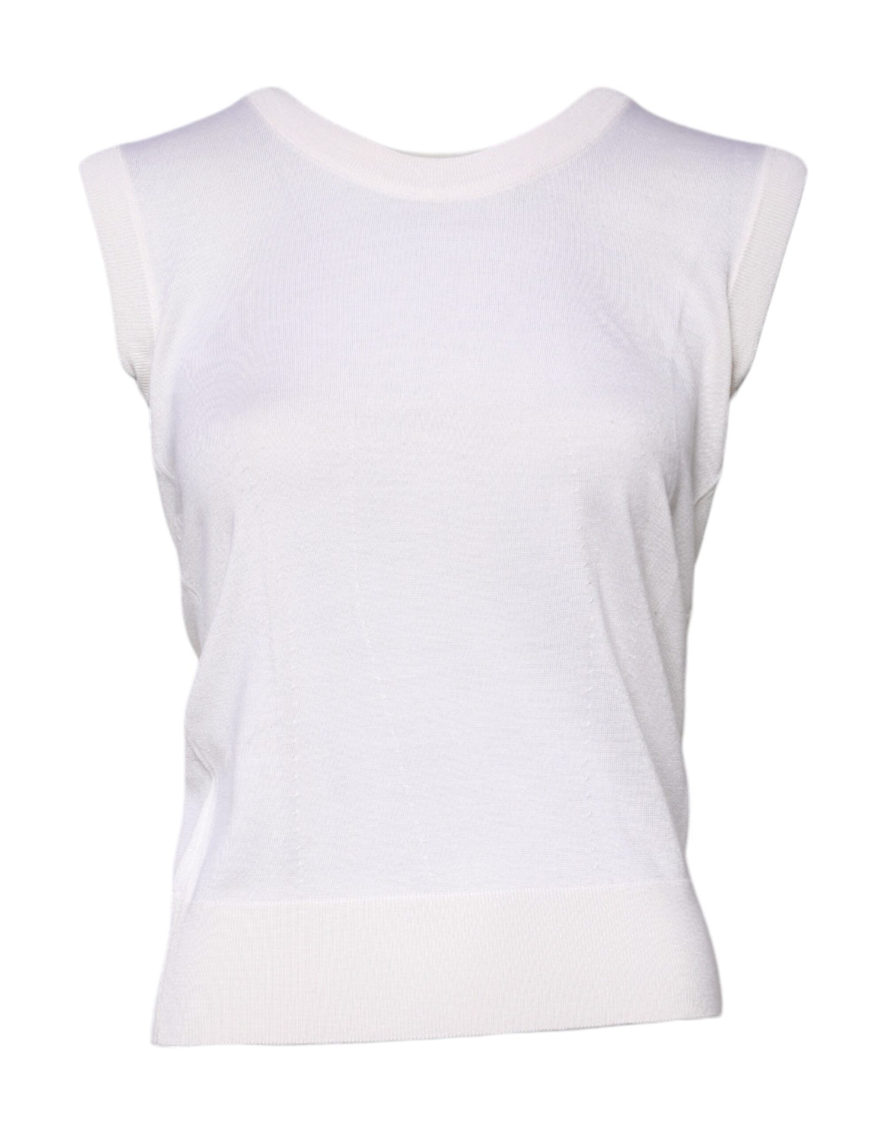 Dolce & Gabbana White Sleeveless Cashmere Round Neck Tank Top | Regal Royce