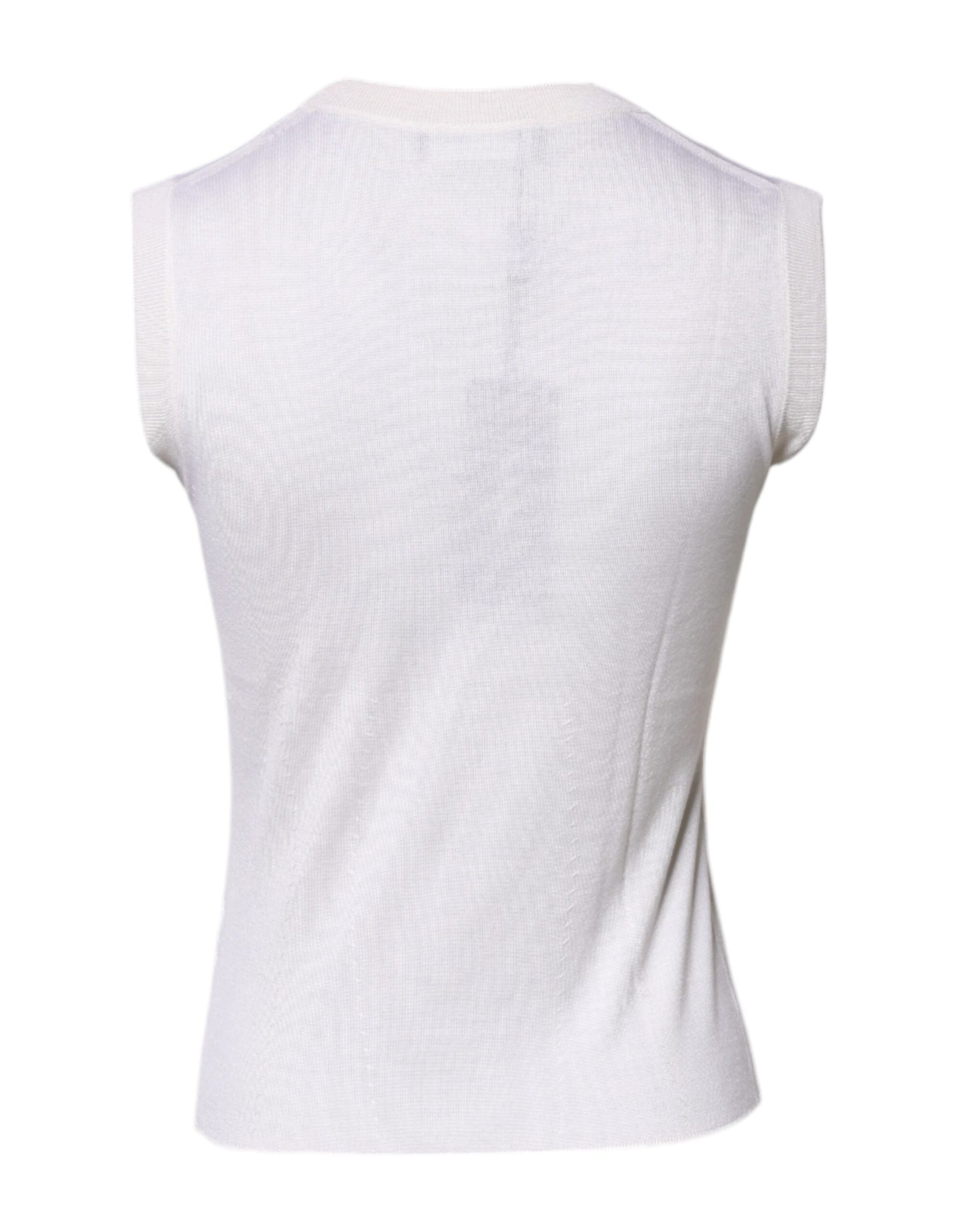 Dolce & Gabbana White Sleeveless Cashmere Round Neck Tank Top | Regal Royce