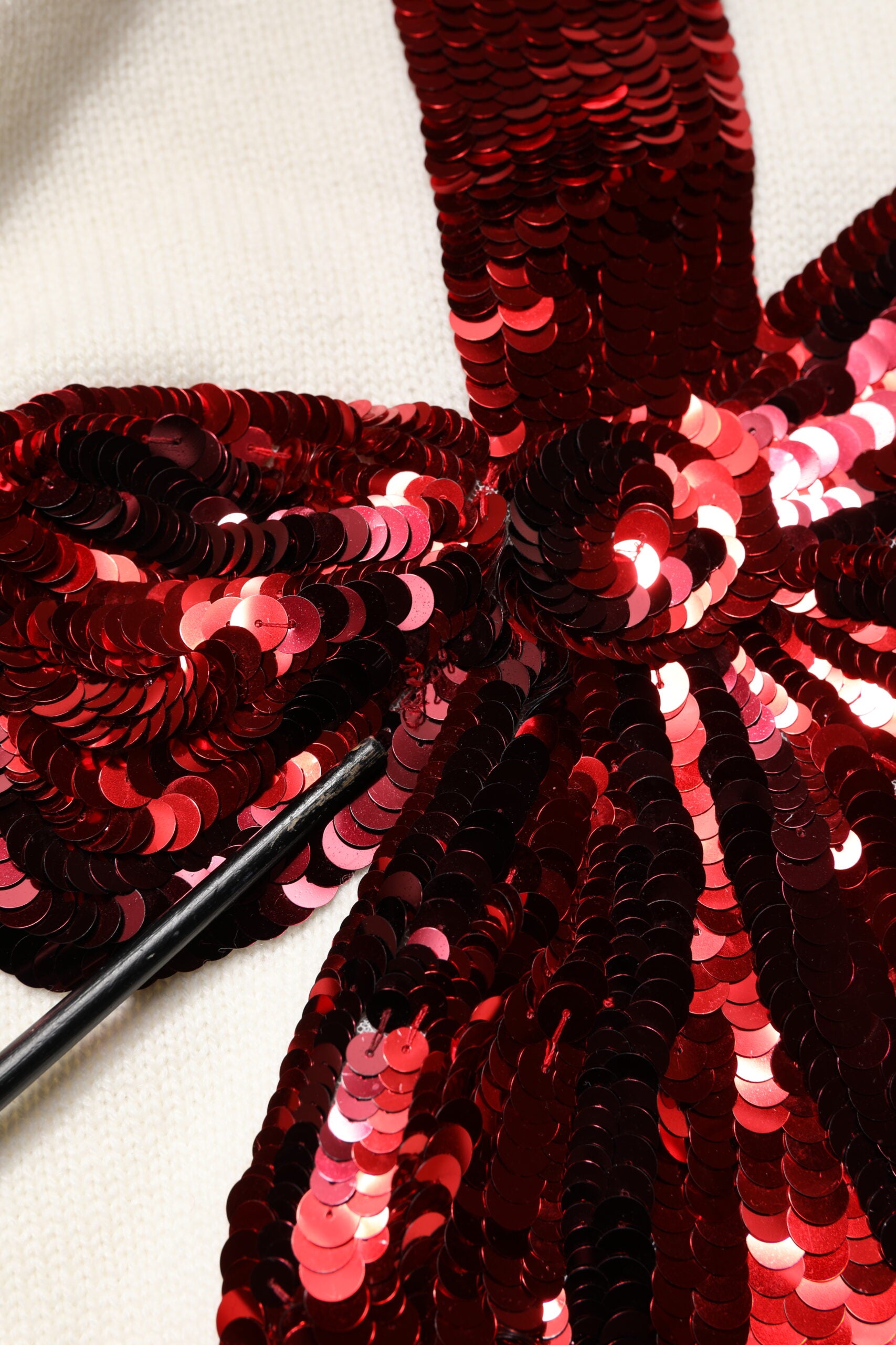 Dolce & Gabbana White Sequined Crew Neck Pullover Sweater | Regal Royce