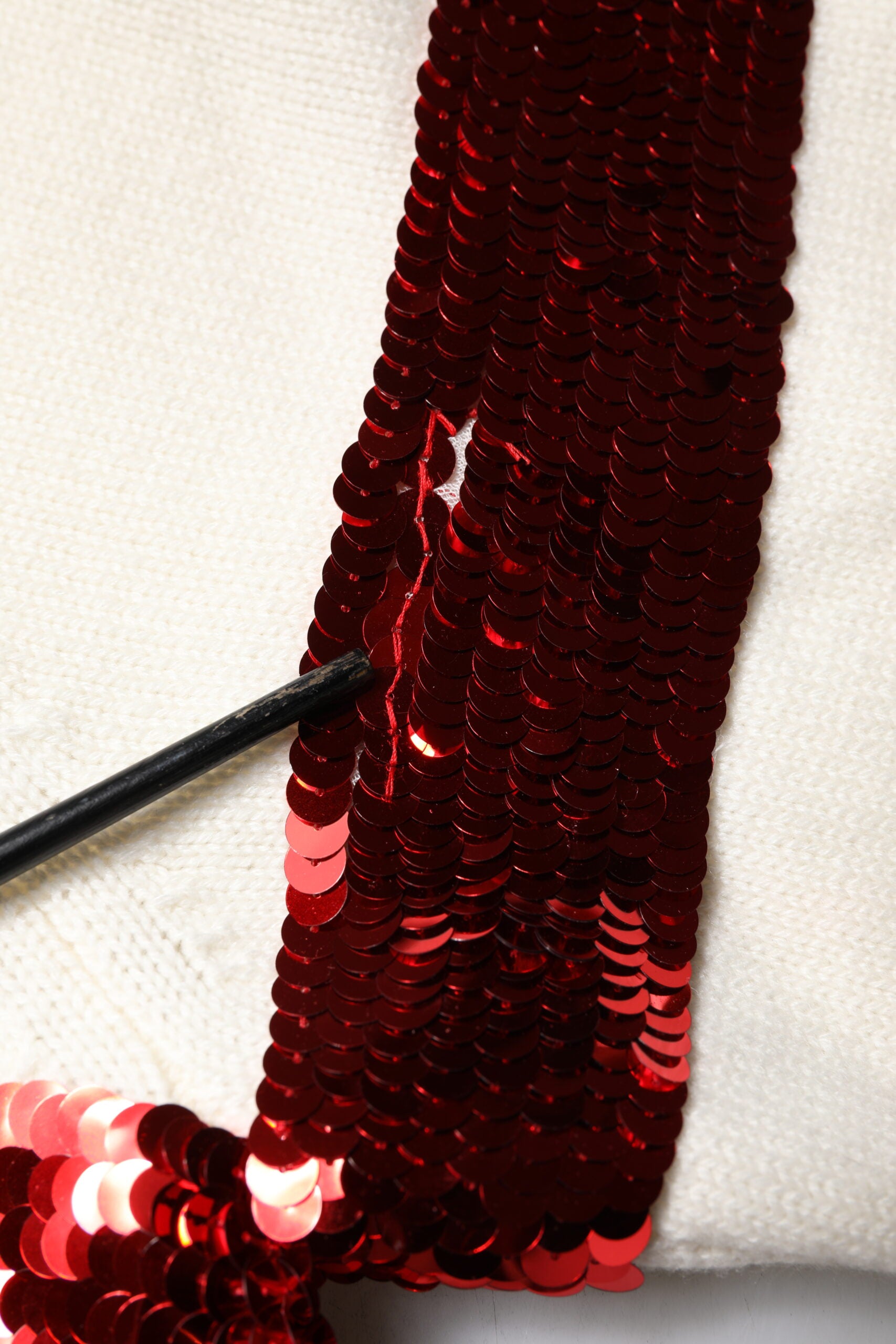 Dolce & Gabbana White Sequined Crew Neck Pullover Sweater | Regal Royce