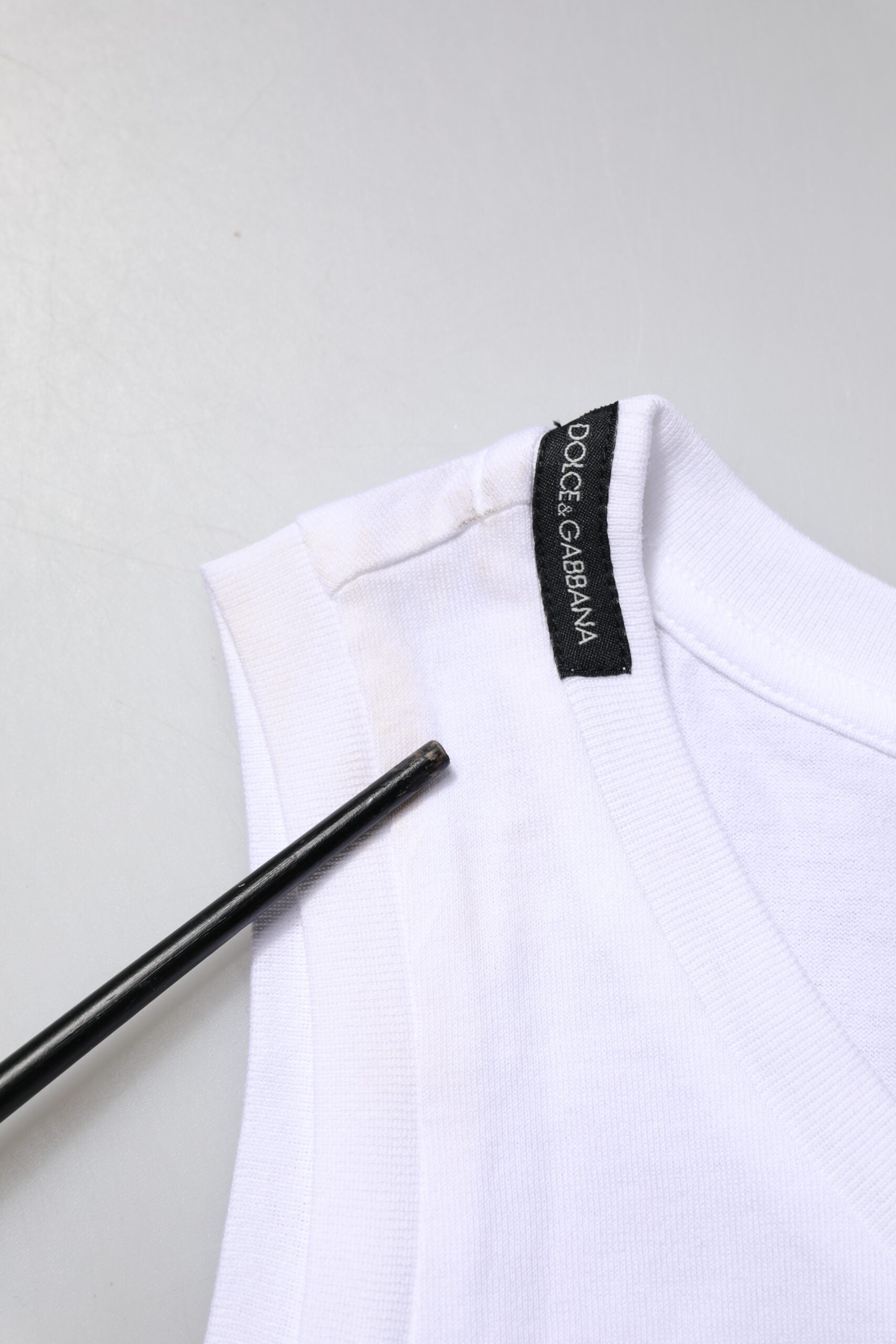 Dolce & Gabbana White Cotton Sleeveless Crew Neck T-shirt | Regal Royce