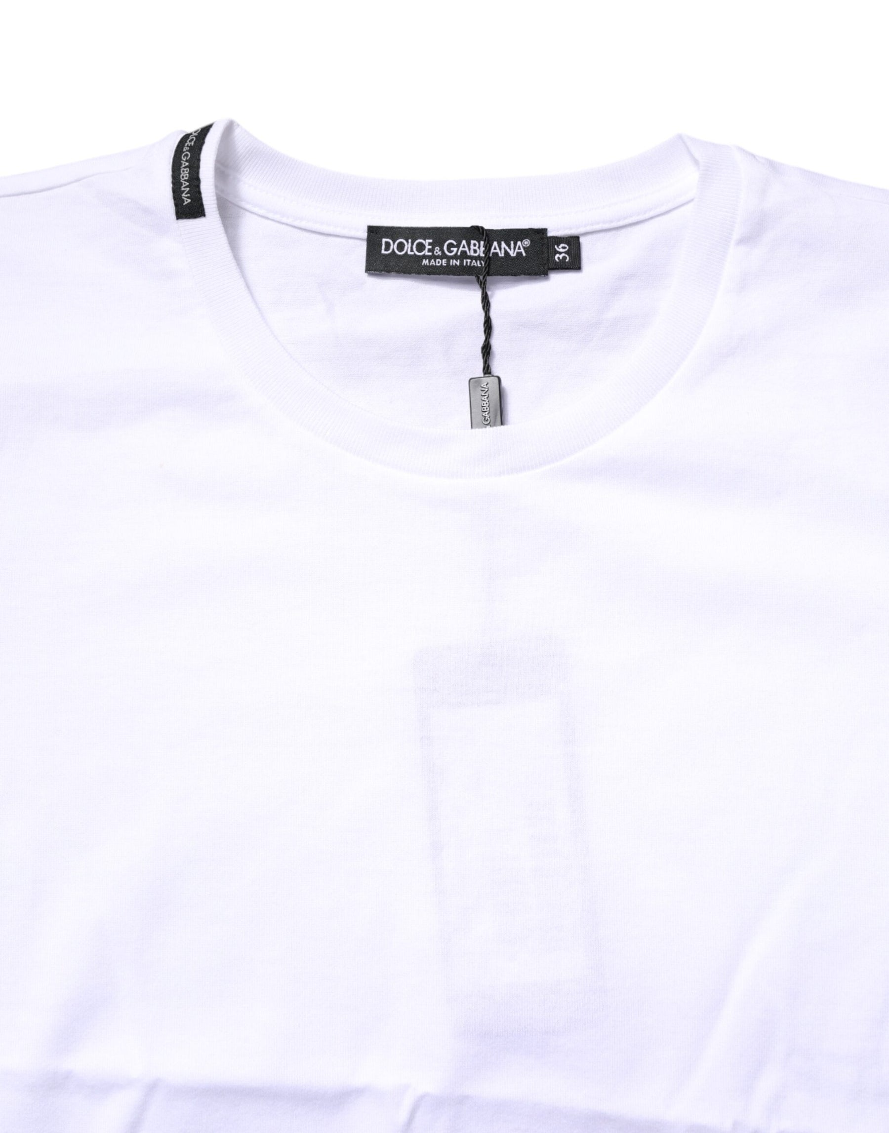 Dolce & Gabbana White Cotton Crew Neck Short Sleeves T-shirt | Regal Royce