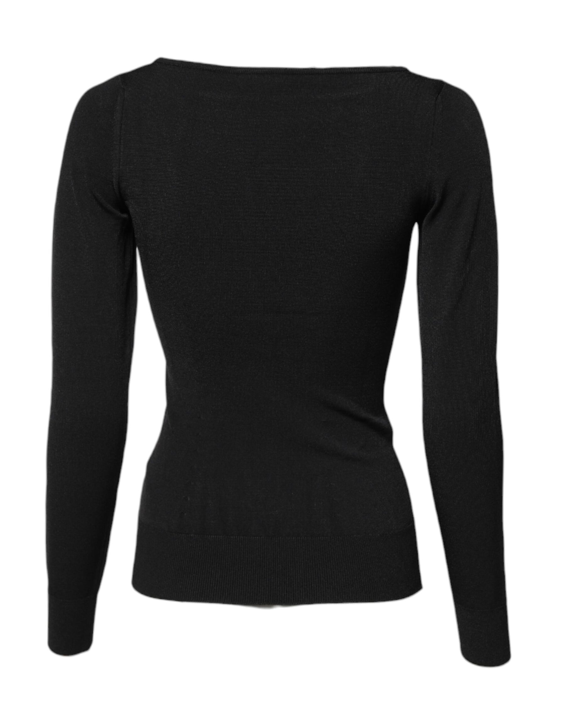 Dolce & Gabbana Black Viscose Long Sleeves Pullover Top | Regal Royce