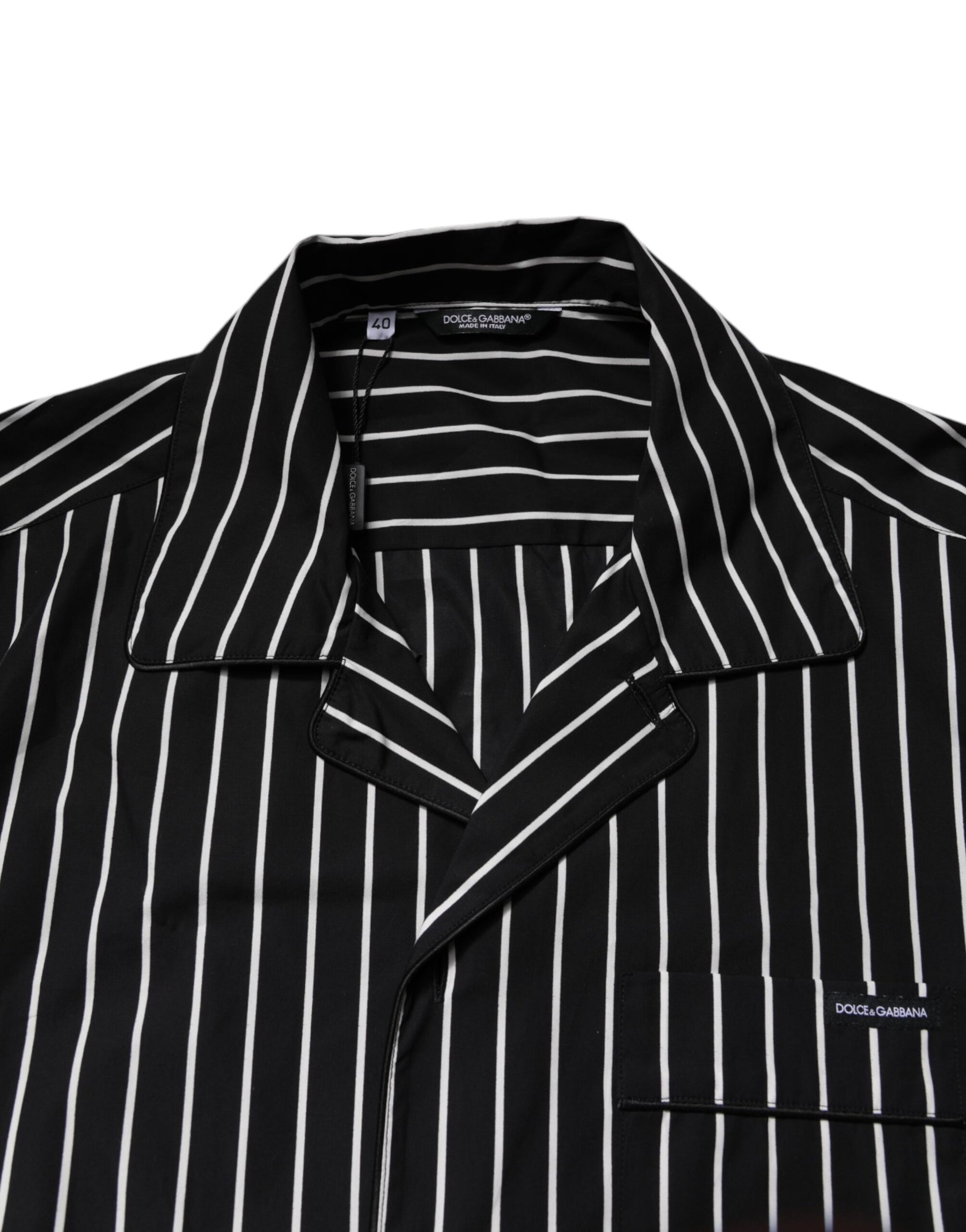 Dolce & Gabbana Black White Stripes Cotton Men Pajama Set Sleepwear | Regal Royce