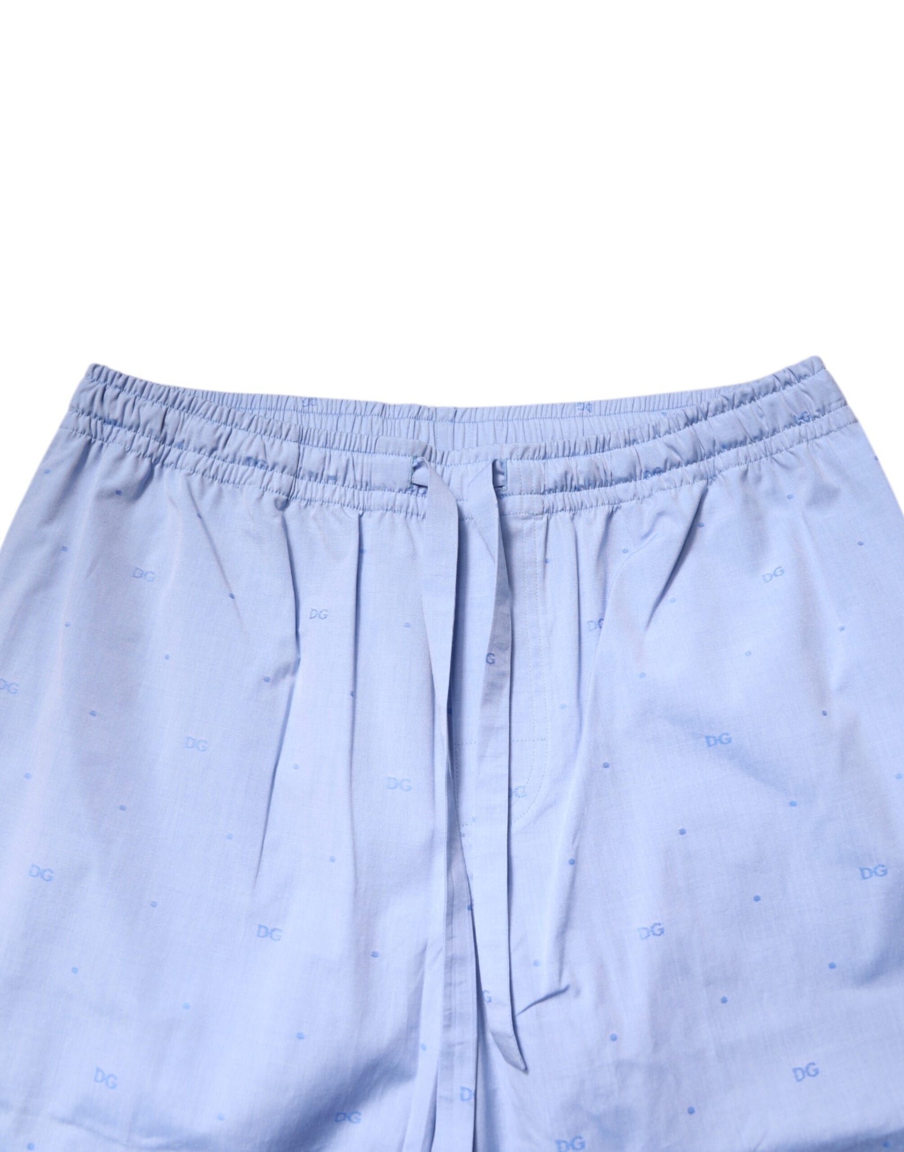 Dolce & Gabbana Light Blue DG Logo Cotton Men Pajama Set Sleepwear | Regal Royce