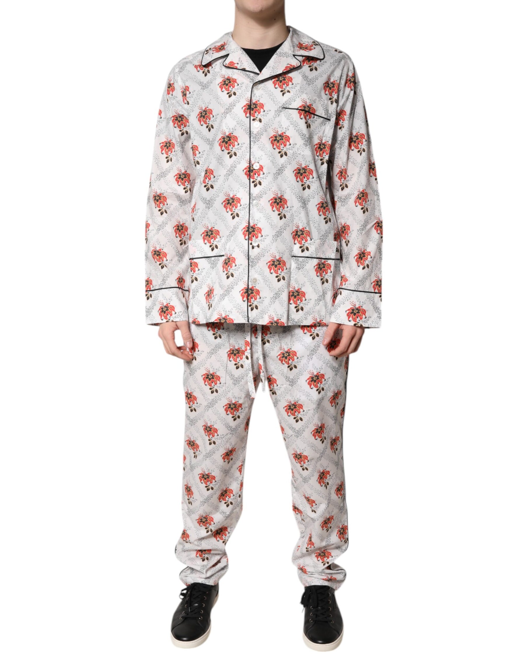 Dolce & Gabbana Multicolor Floral Print Cotton Pajama Set Sleepwear | Regal Royce