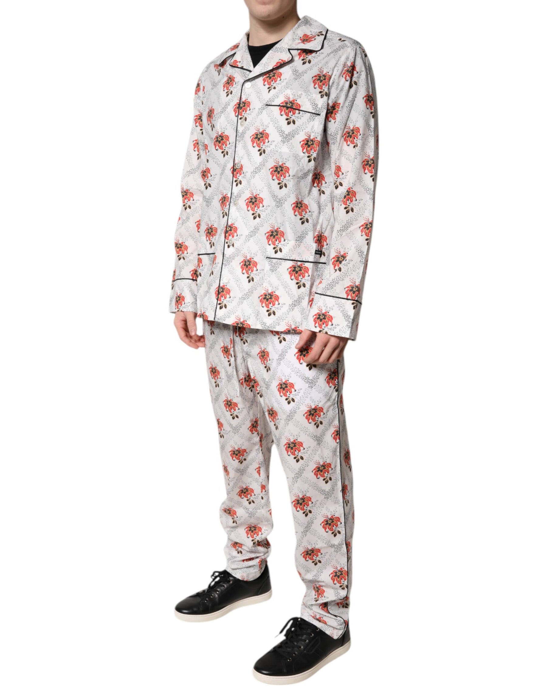 Dolce & Gabbana Multicolor Floral Print Cotton Pajama Set Sleepwear | Regal Royce