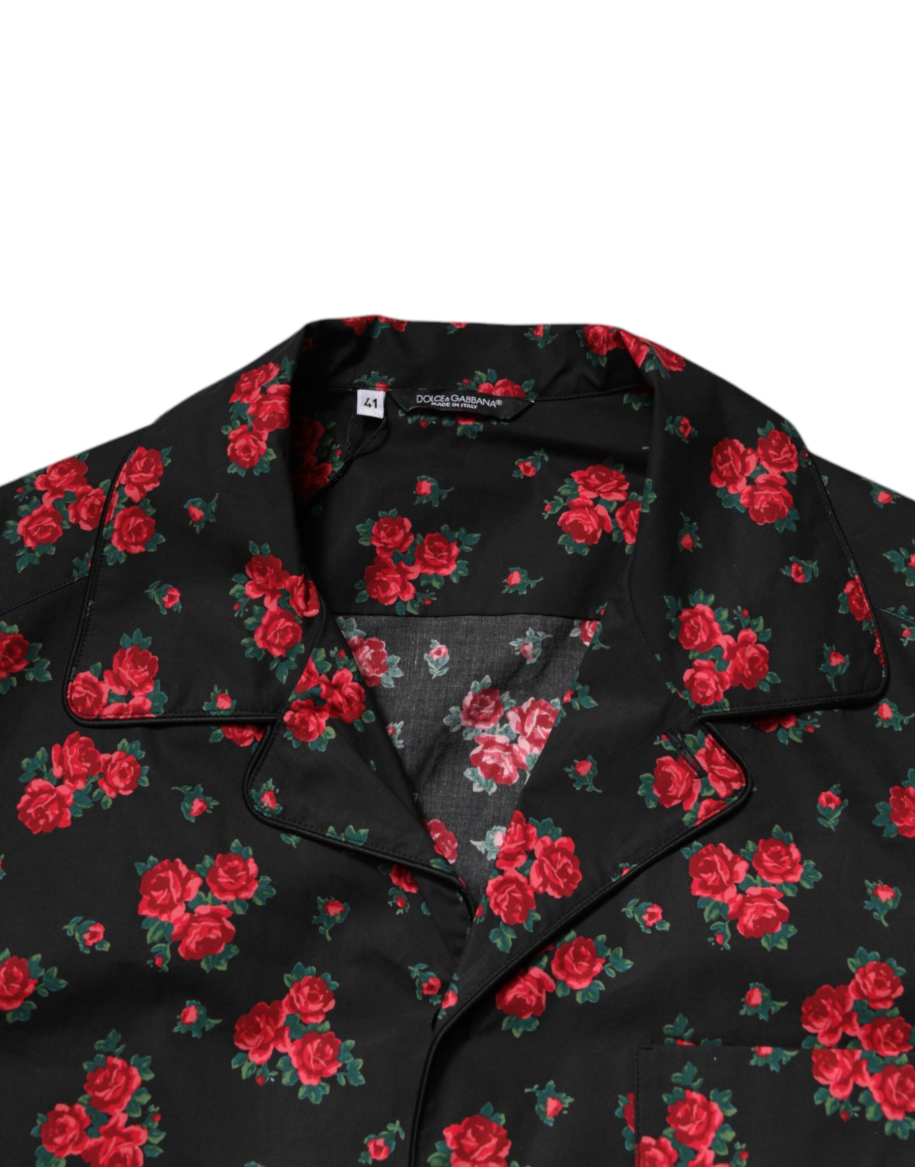 Dolce & Gabbana Black Floral Print Cotton Men Pajama Set Sleepwear | Regal Royce