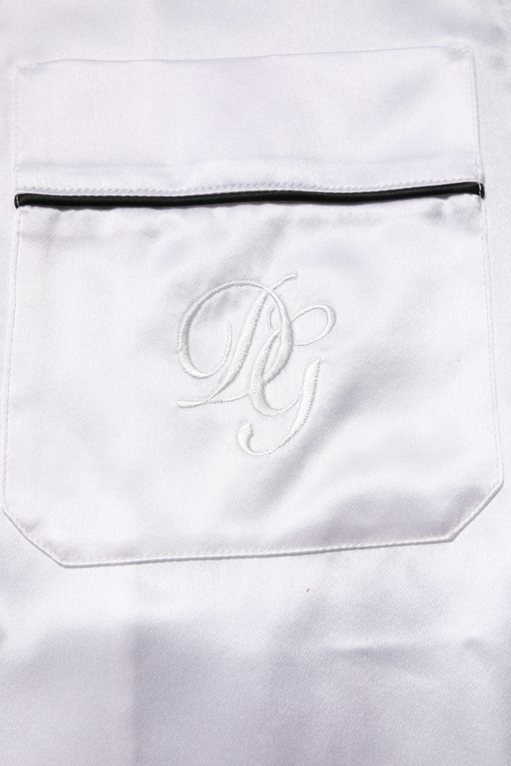 Dolce & Gabbana White Satin Silk Men Pajama Set Sleepwear | Regal Royce
