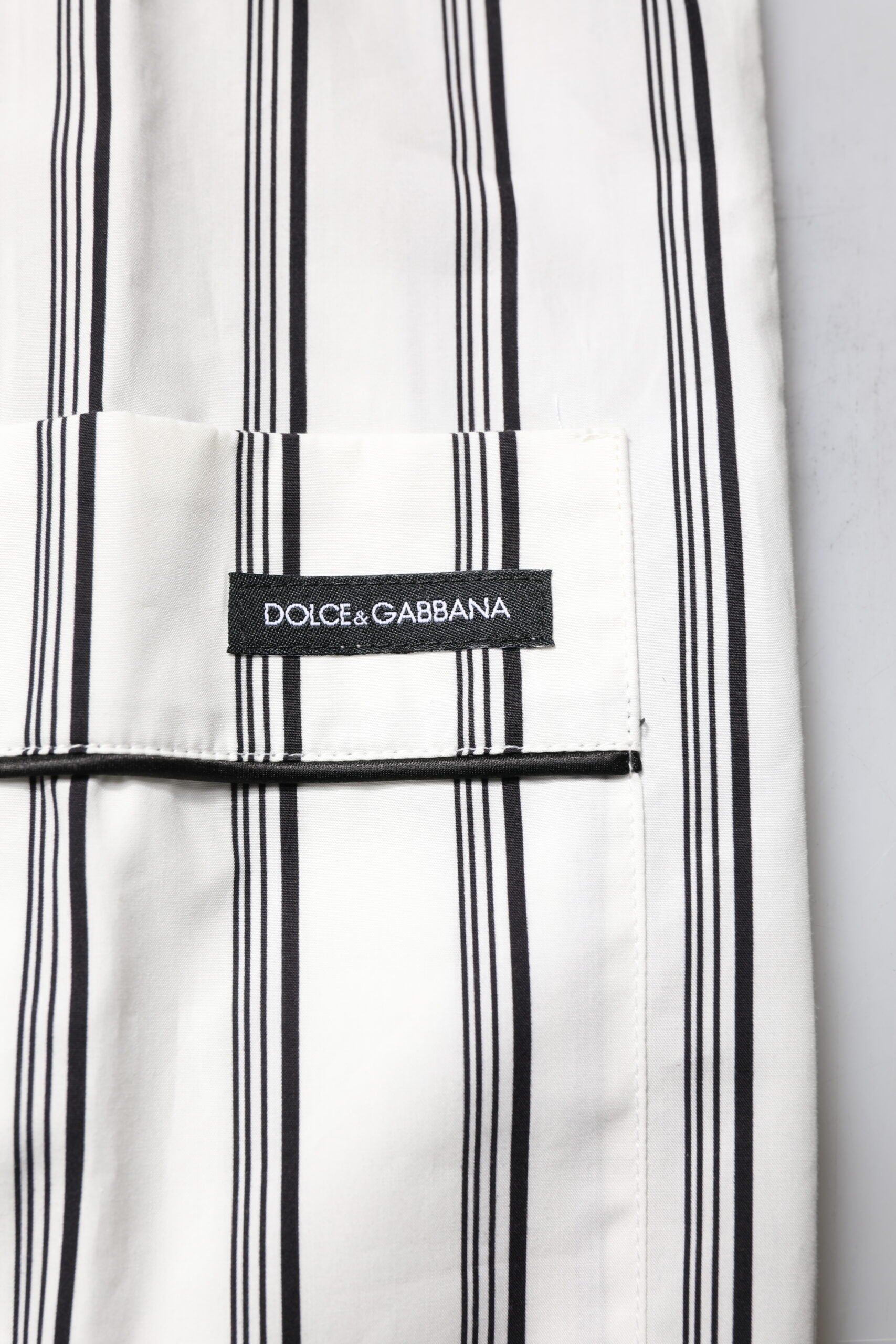 Dolce & Gabbana White Black Stripes Cotton Men Pajama Set Sleepwear | Regal Royce