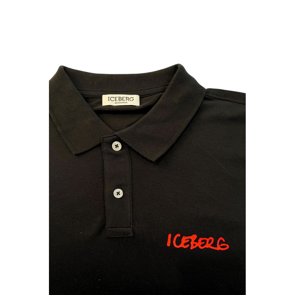 Iceberg Black Cotton Men Polo Shirt | Regal Royce