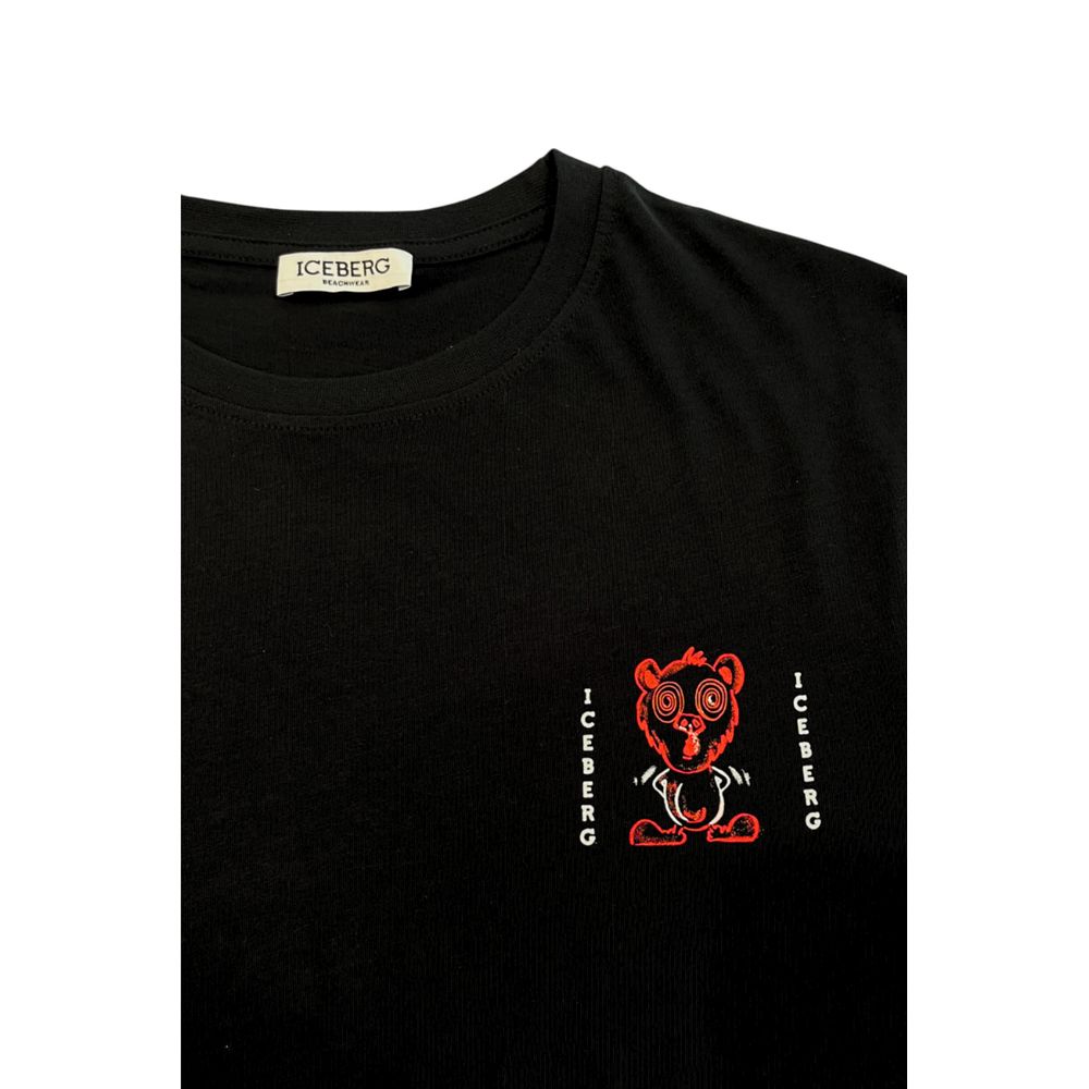 Iceberg Black Cotton Men T-Shirt | Regal Royce