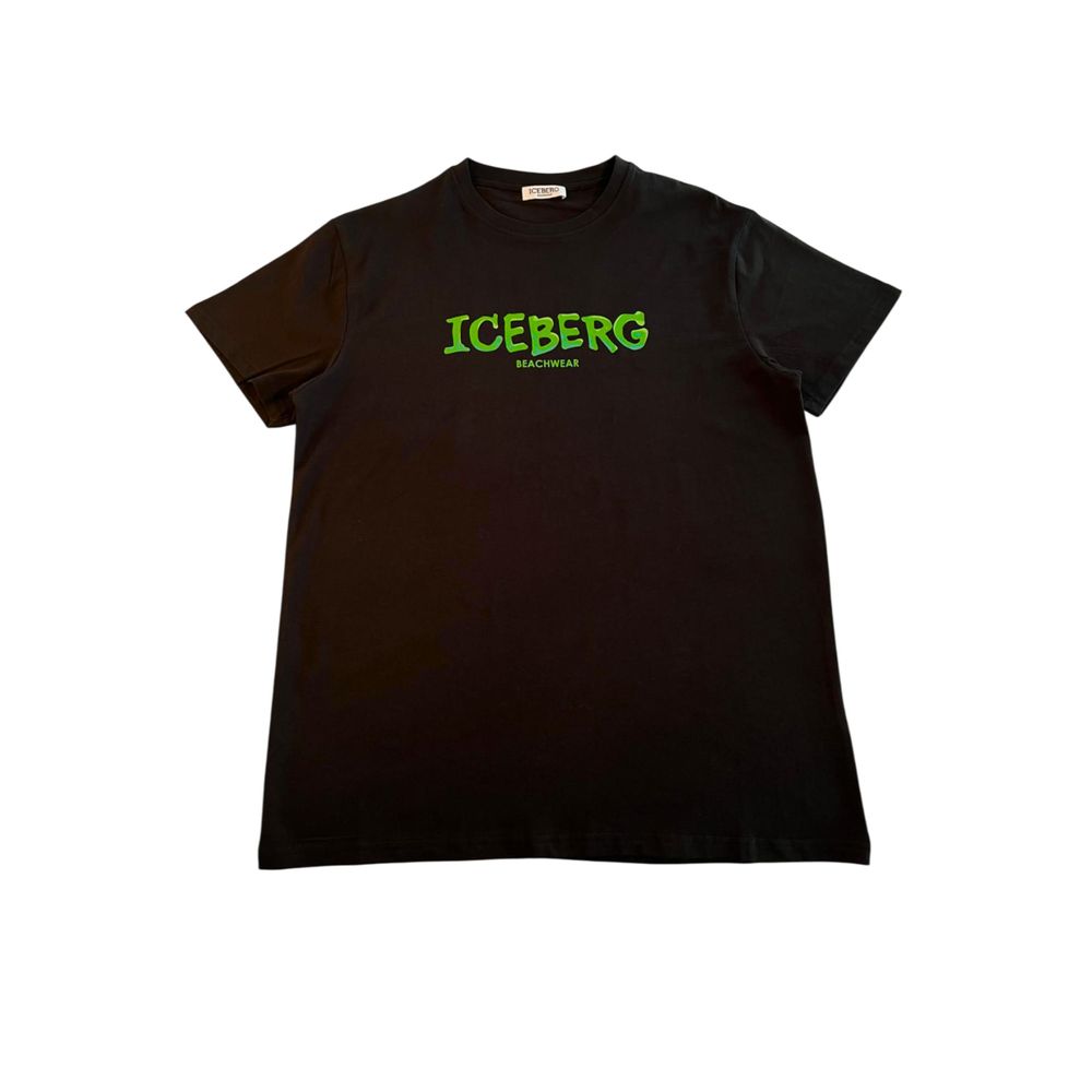 Iceberg Black Cotton Men T-Shirt | Regal Royce