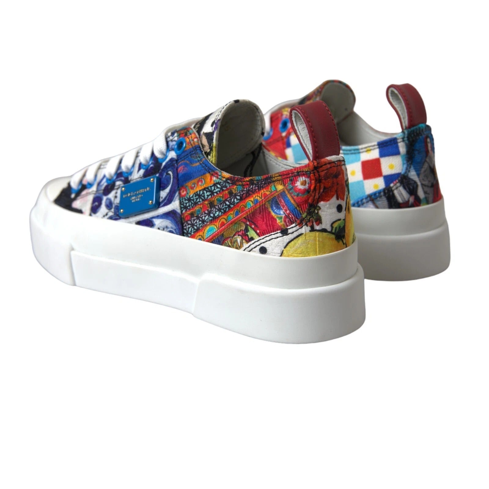 Dolce & Gabbana Multicolor Patchwork Low Top Sneakers Shoes | Regal Royce