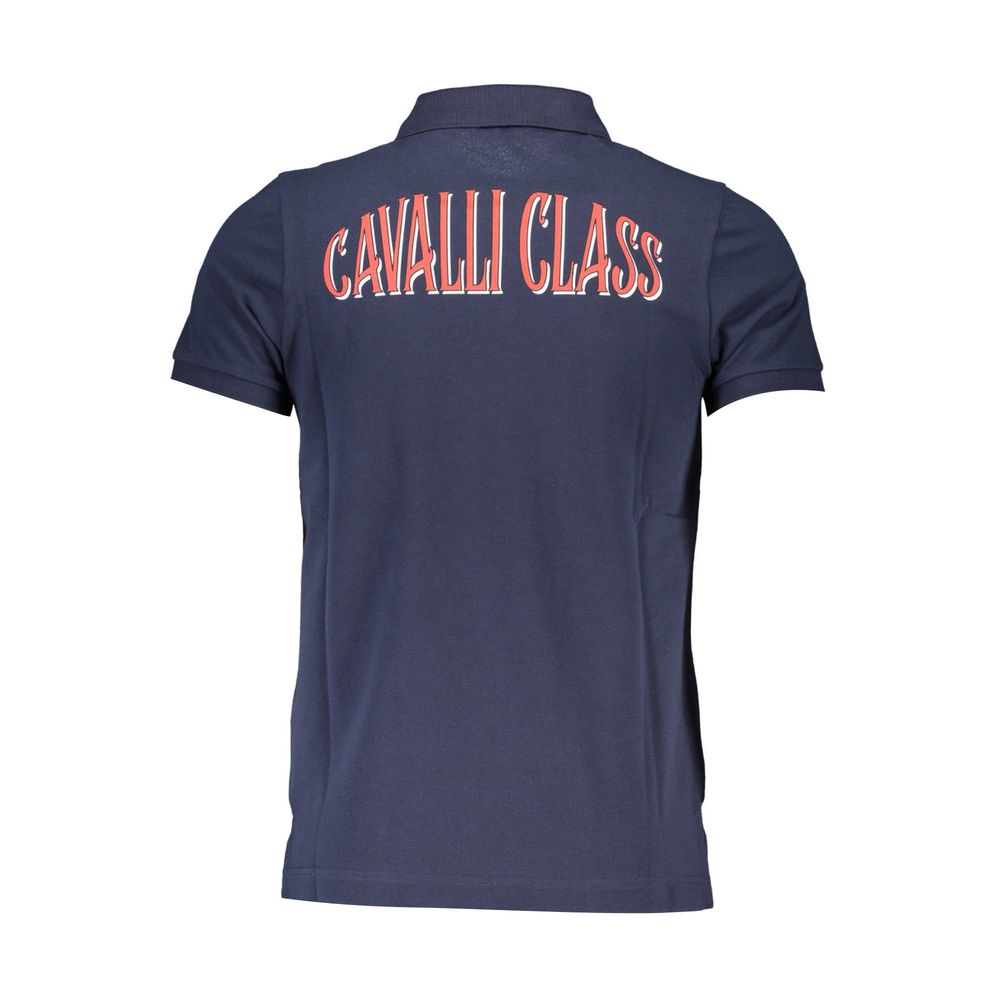 Cavalli Class Blue Cotton Men Polo Shirt | Regal Royce